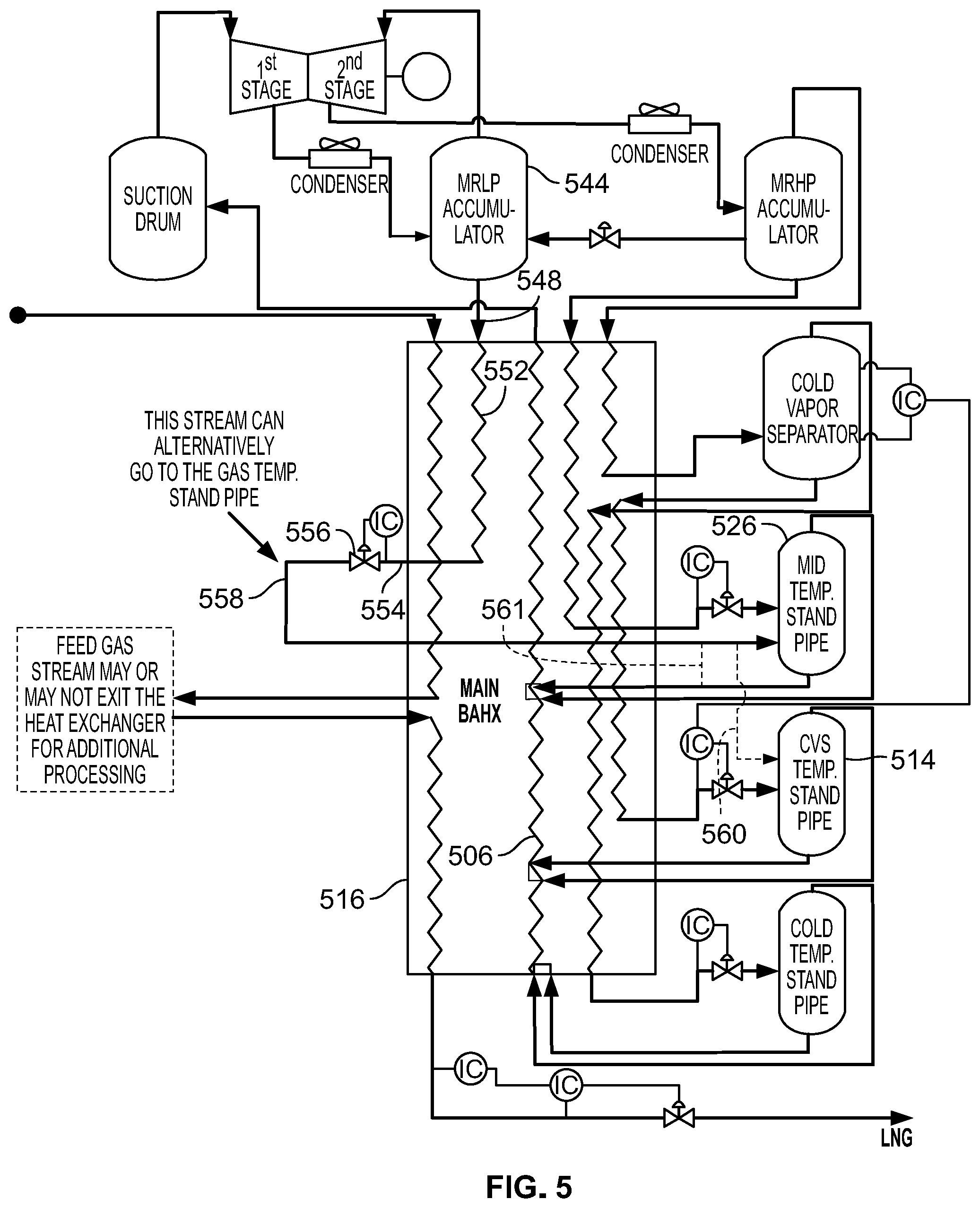 Patent US12460862 Figure 5 – Mixed refrigerant system and method