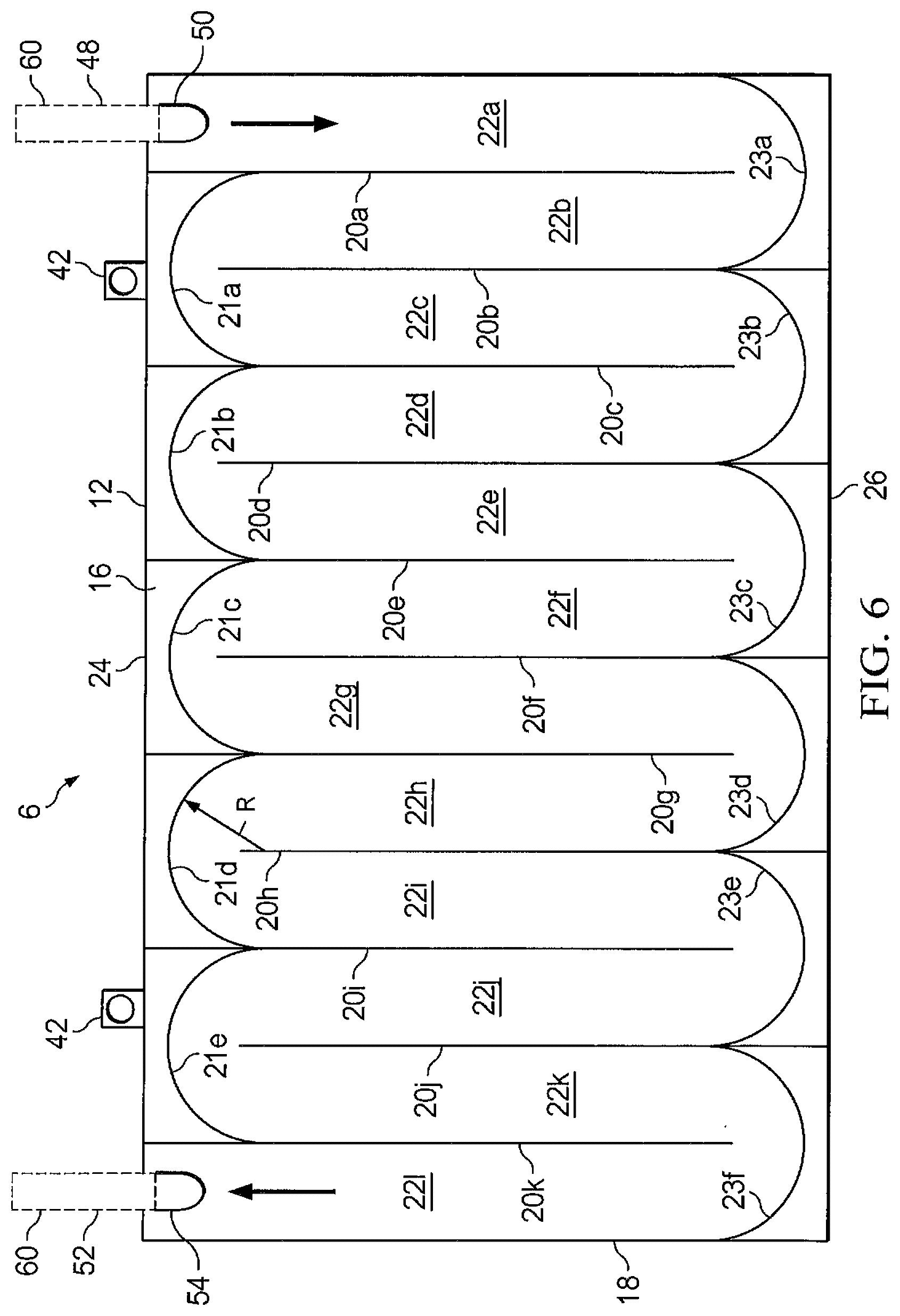 Patent US12460873 Figure 6 – Heat exchanger, plate element therefor, and method of construction