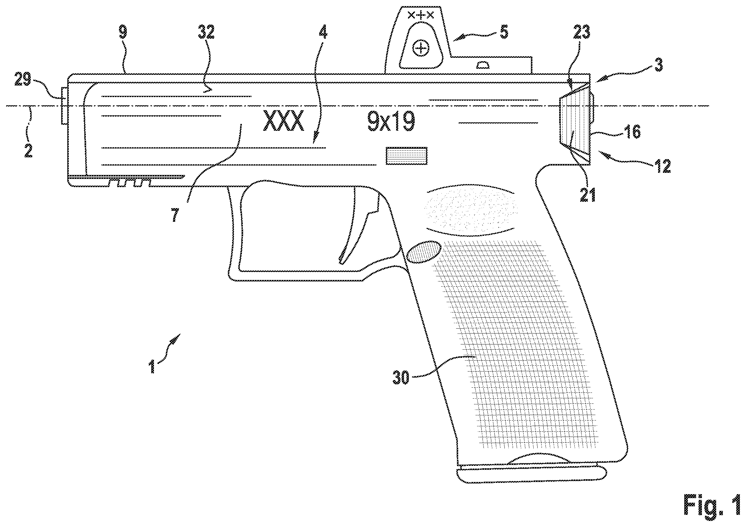 Patent US12460883 Figure 1 – Self-loading pistol