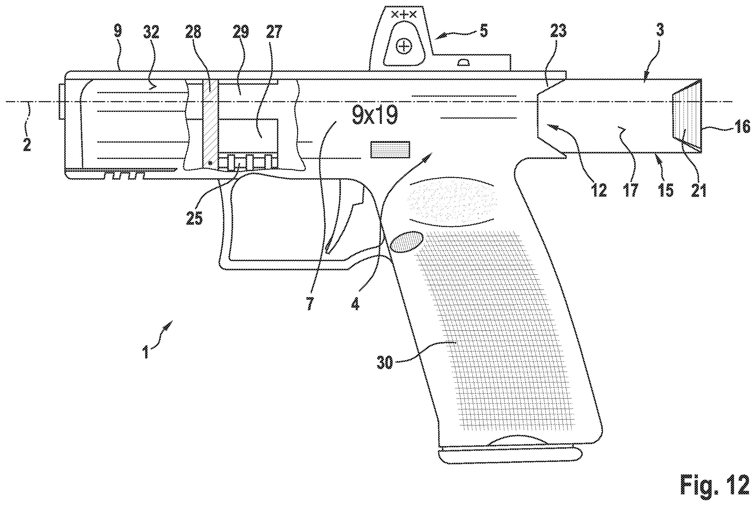 Patent US12460883 Figure 12 – Self-loading pistol