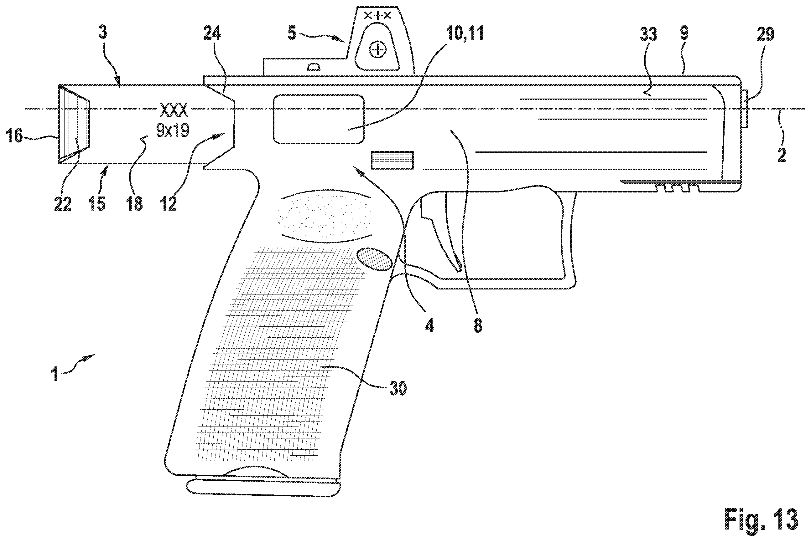 Patent US12460883 Figure 13 – Self-loading pistol