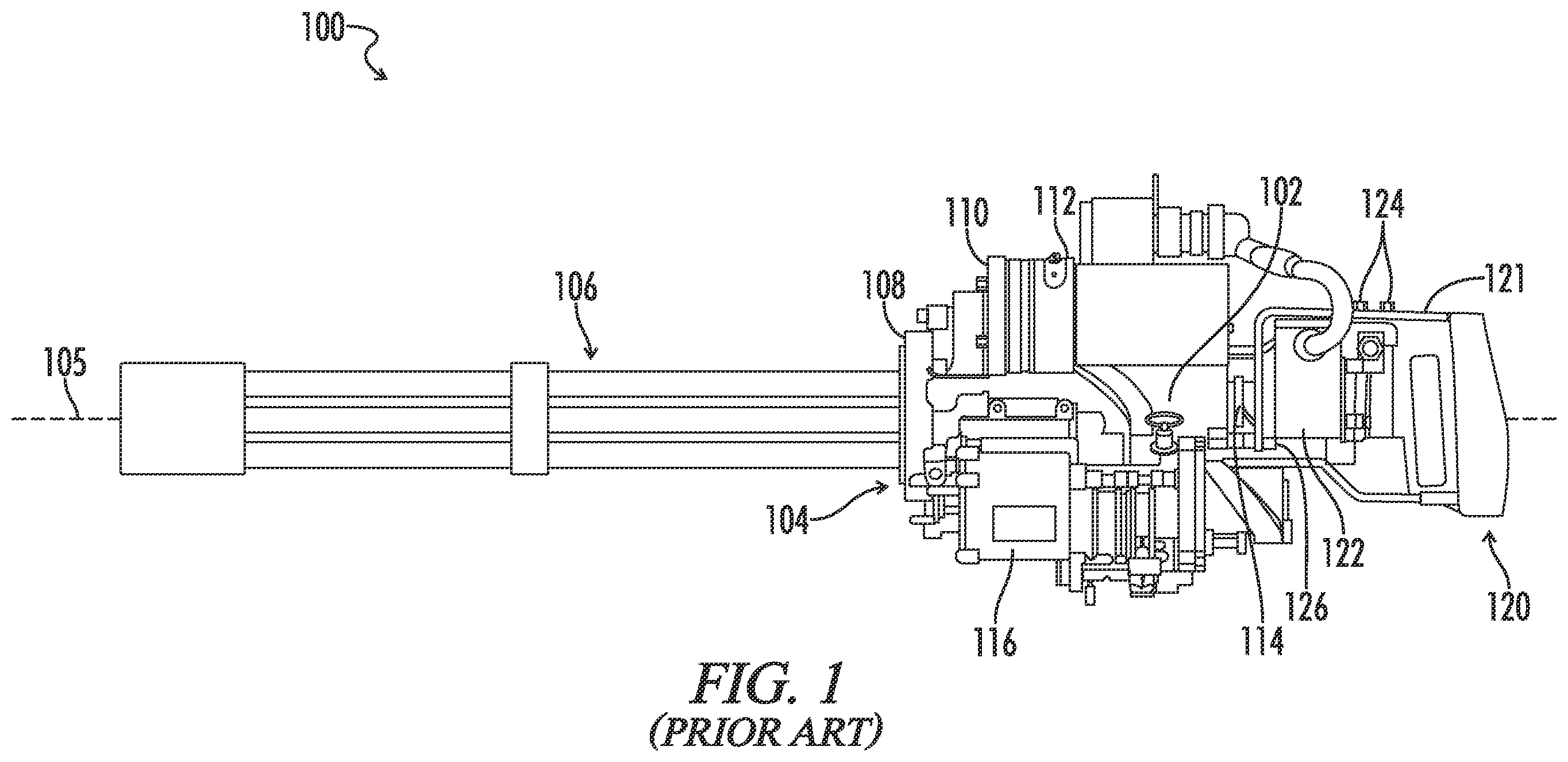 Patent US12460884 Figure 1 – Spade grip attachment assembly for a minigun