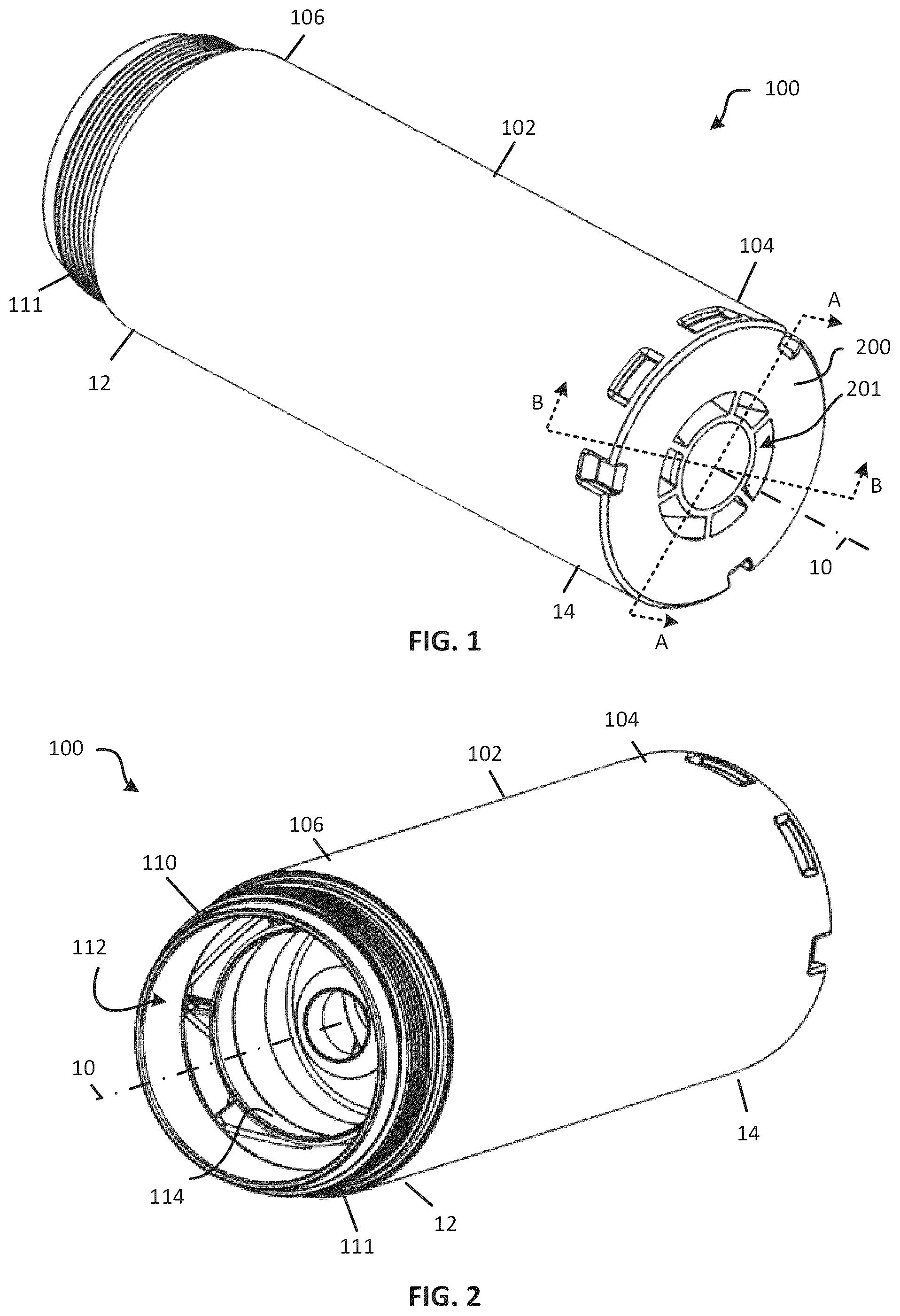 Patent US12460888 Figure 1 – Suppressor with gas cross flow and reduced back pressure