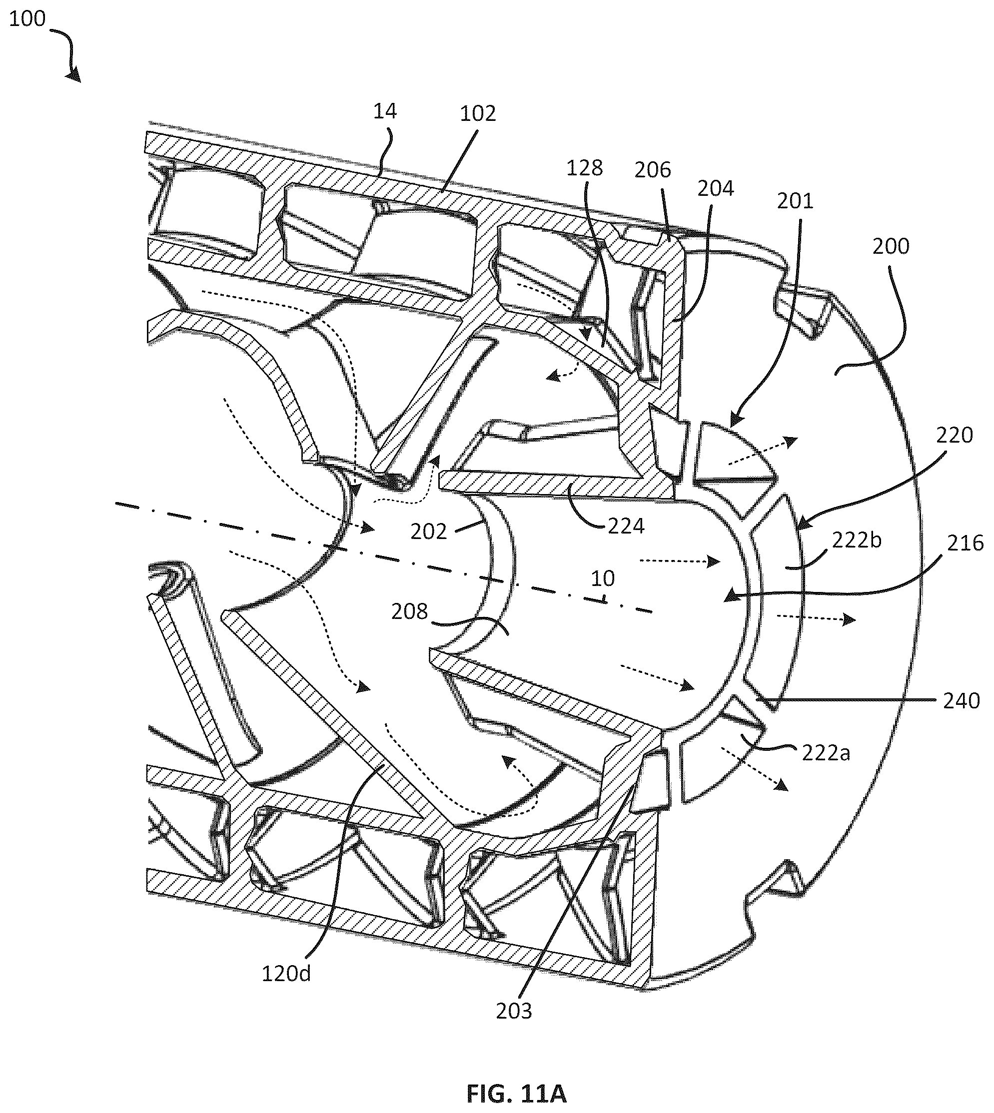 Patent US12460888 Figure 10 – Suppressor with gas cross flow and reduced back pressure