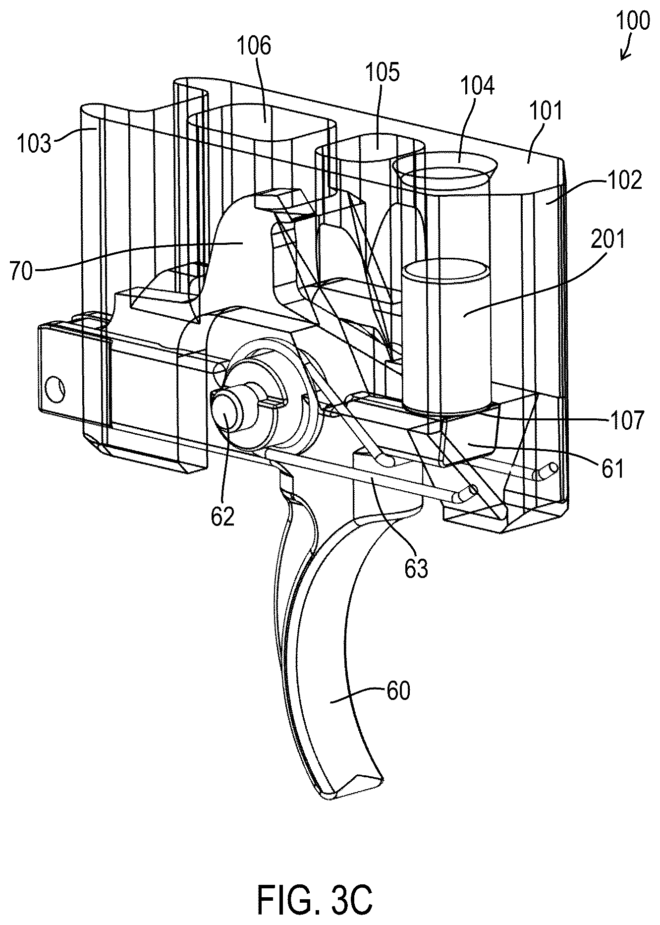 Patent US12460890 Figure 4 – Simulated trigger assemblies