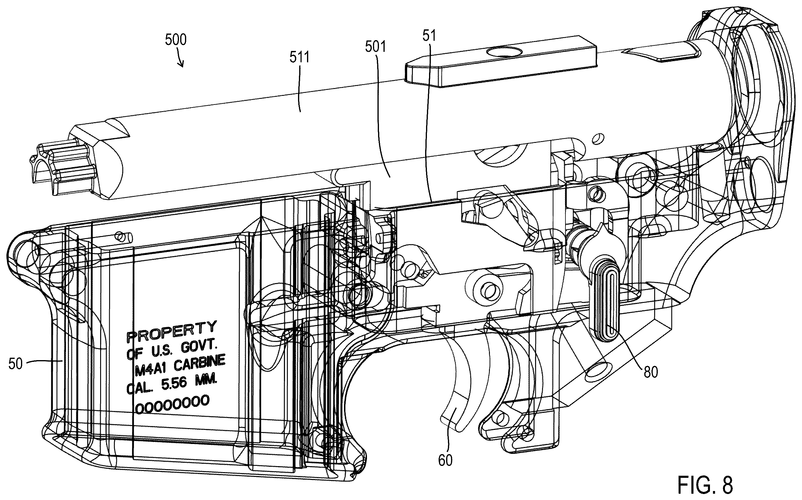 Patent US12460890 Figure 11 – Simulated trigger assemblies