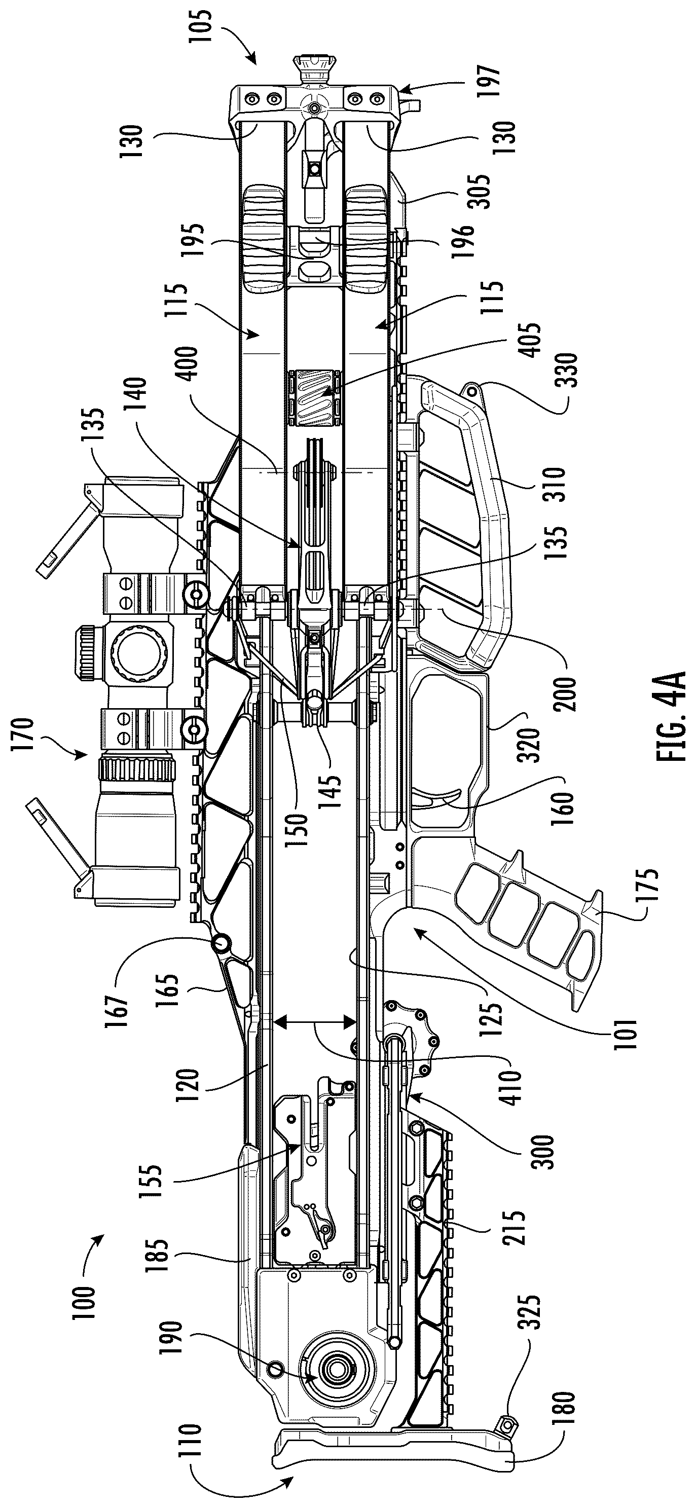 Patent US12460893 Figure 5 – Crossbow with draw string coupled to fixed location