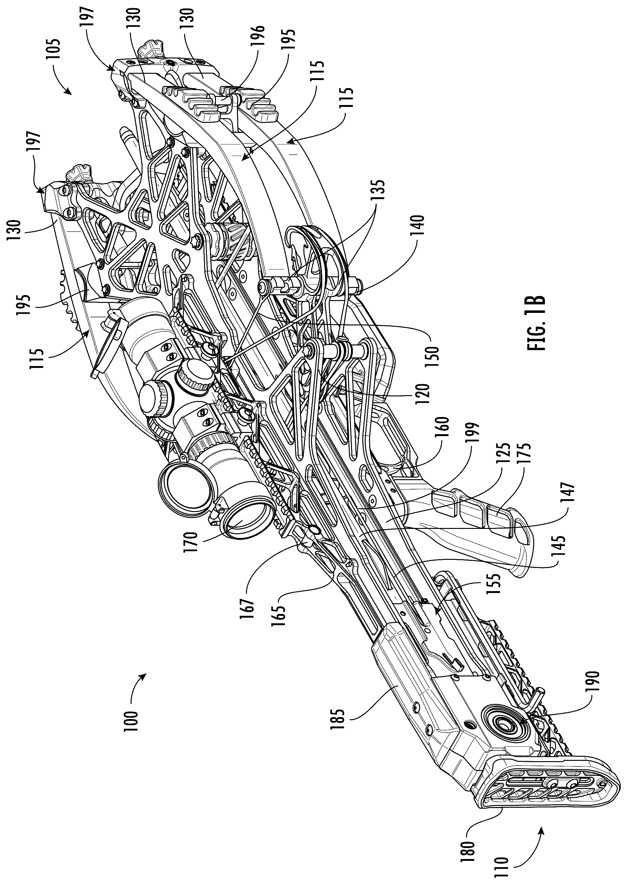 Patent US12460894 Figure 2 – Crossbow with cocking mechanism