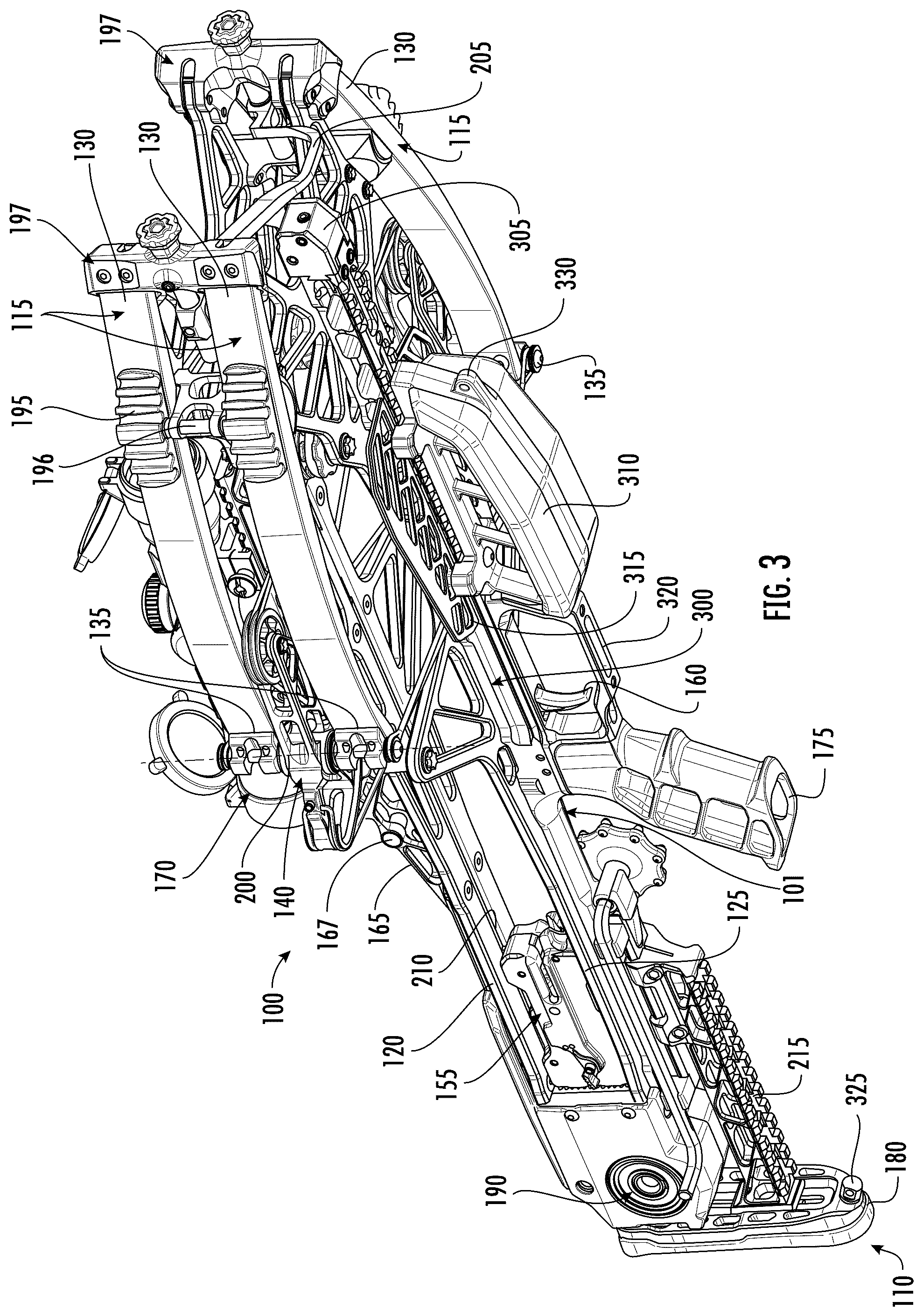 Patent US12460894 Figure 4 – Crossbow with cocking mechanism