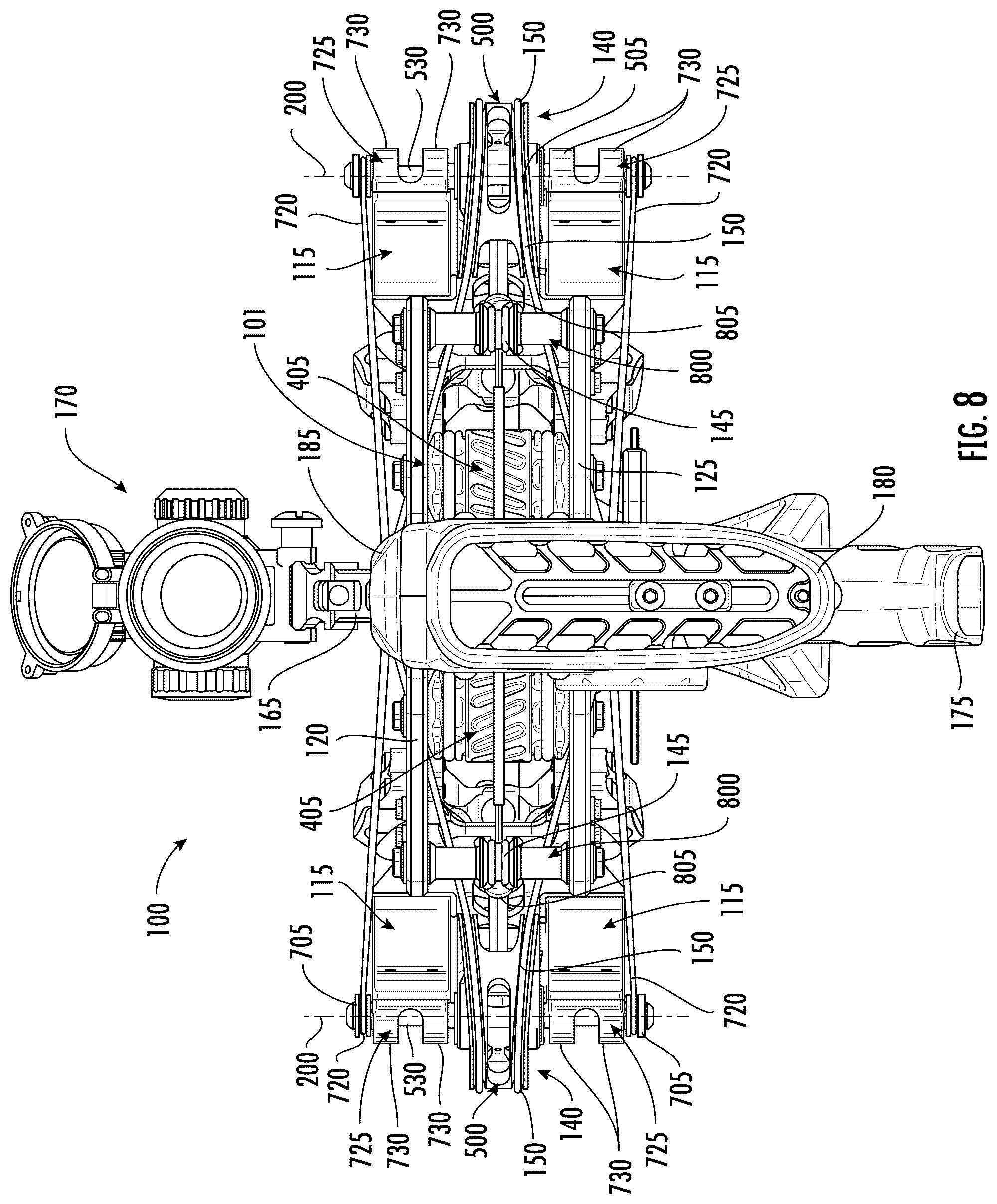 Patent US12460894 Figure 12 – Crossbow with cocking mechanism