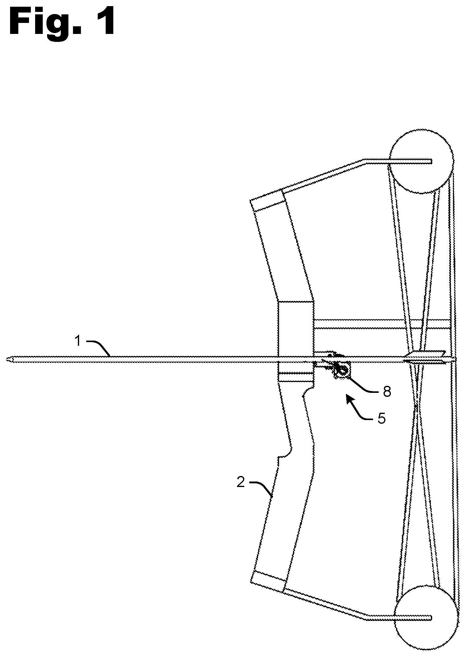 Patent US12460895 Figure 1 – Device for measuring arrow location at rest