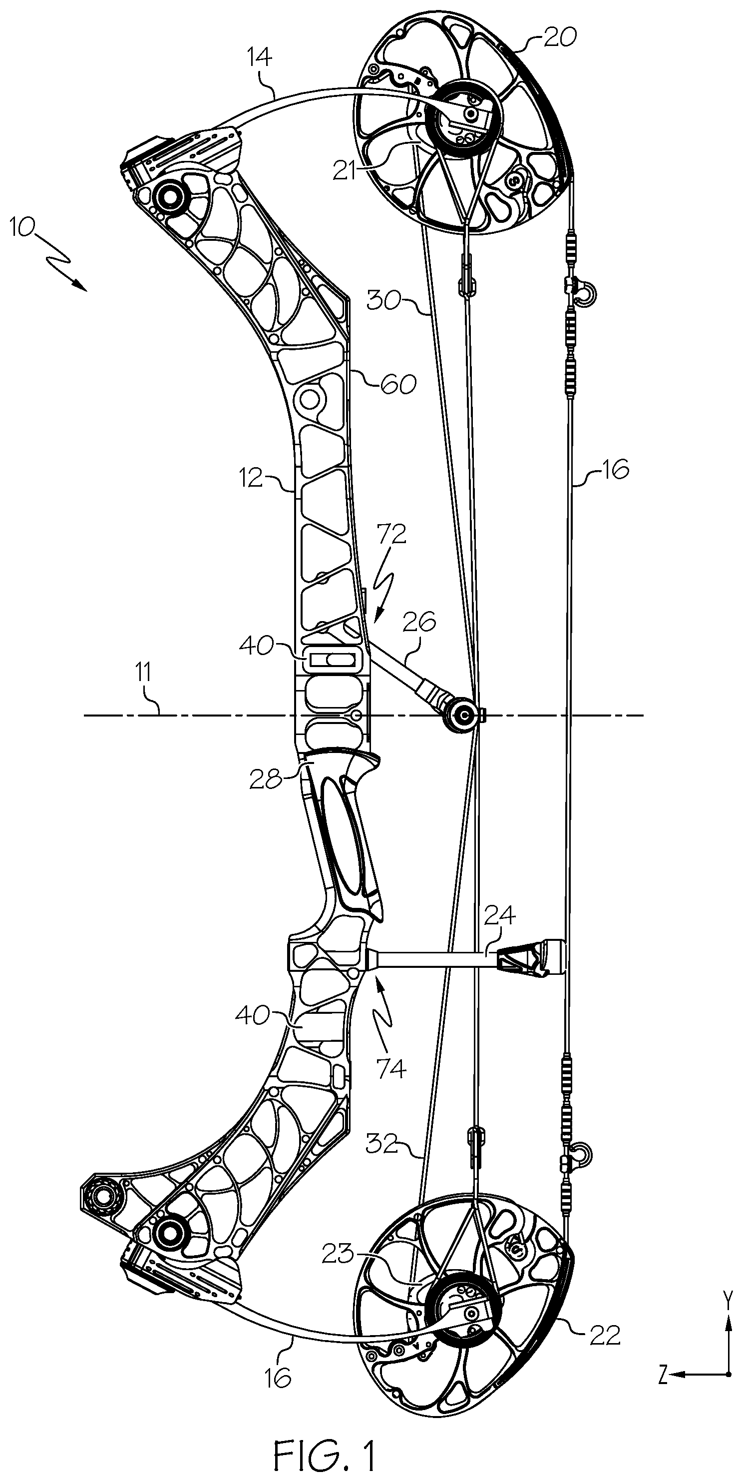 Patent US12460897 Figure 1 – Archery bow with conditional data analysis