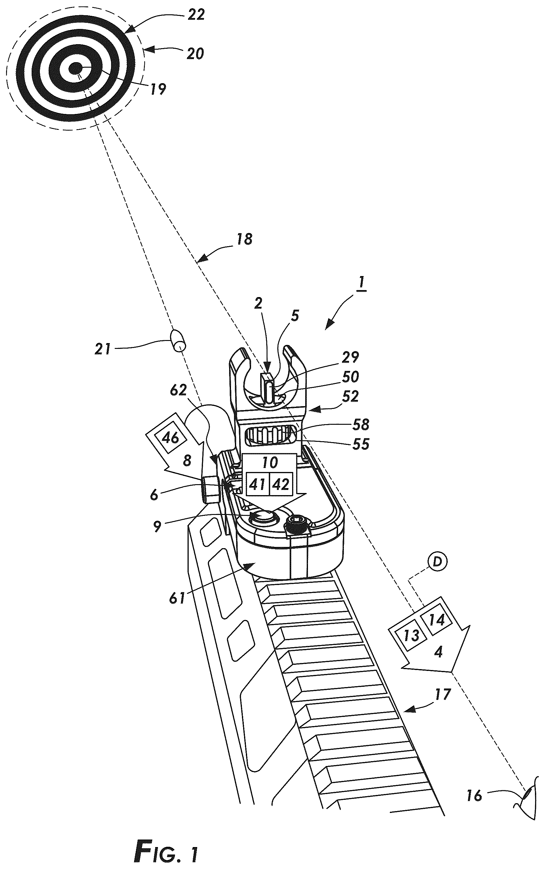 Patent US12460903 Figure 1 – Gunsight illumination system