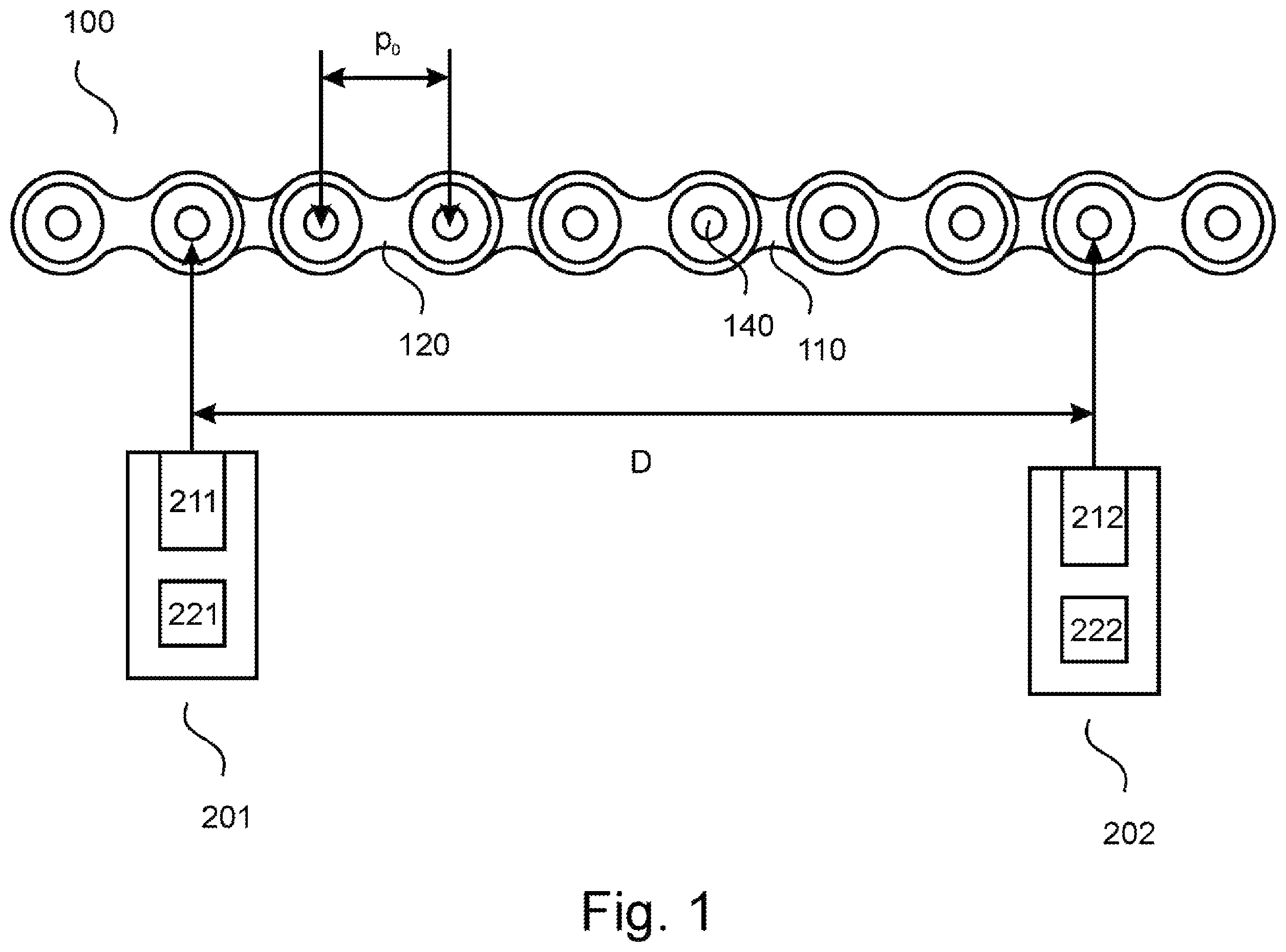 Patent US12460918 Figure 1 – Chain sensor device and method for determining wear