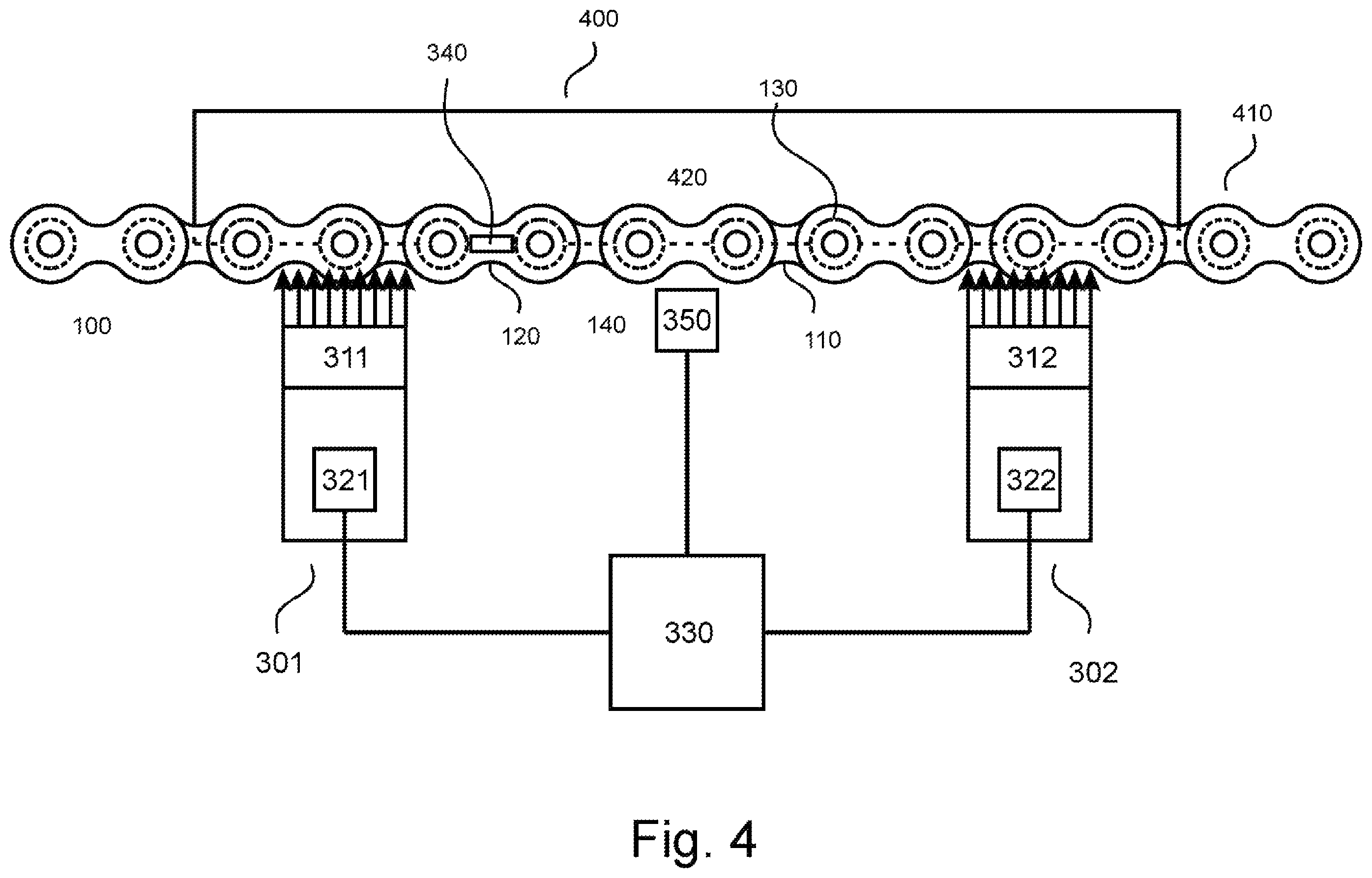 Patent US12460918 Figure 4 – Chain sensor device and method for determining wear