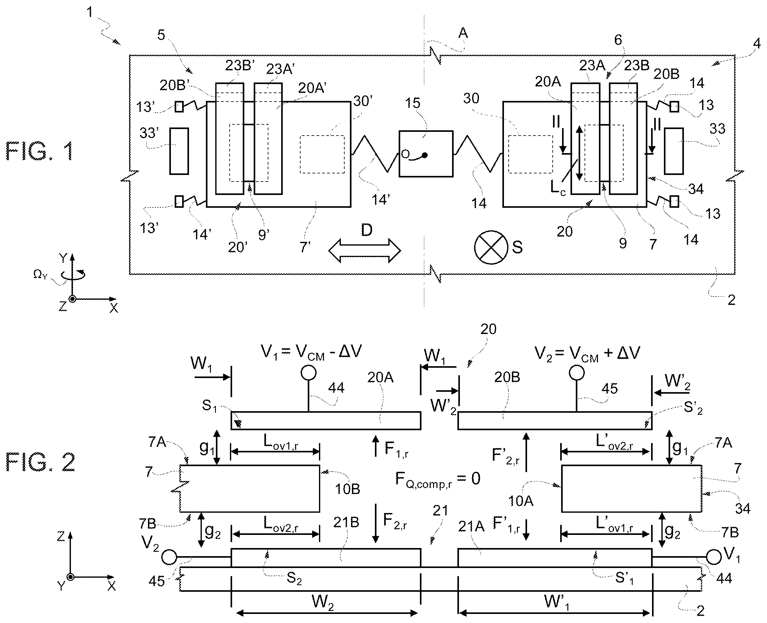 Patent US12460930 — MEMS gyroscope having quadrature compensation electrodes and method for compensating a quadrature error — Figure 1