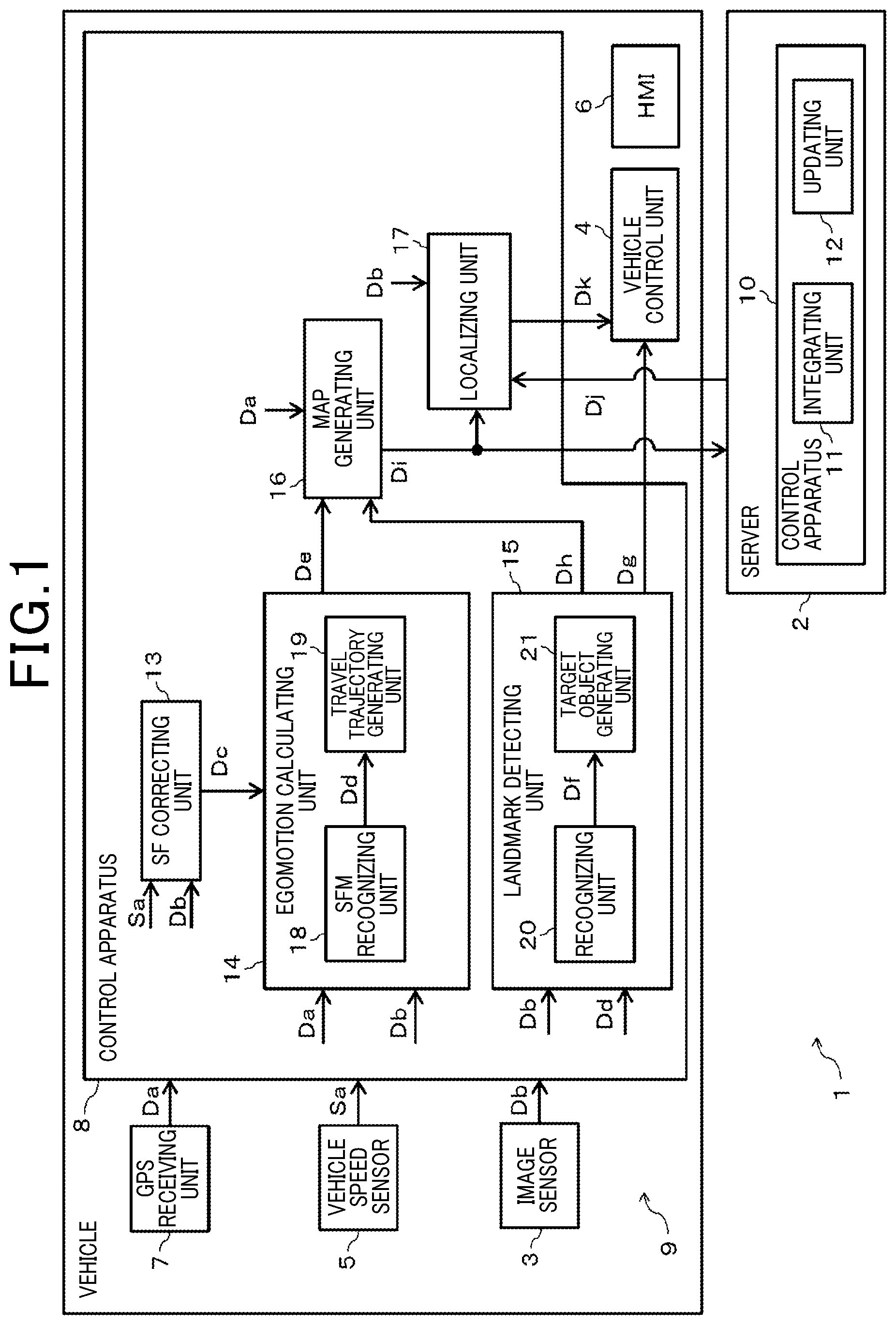 Patent US12460942 Figure 1 – Map system, map generating program, storage medium, on-vehicle apparatus, and server