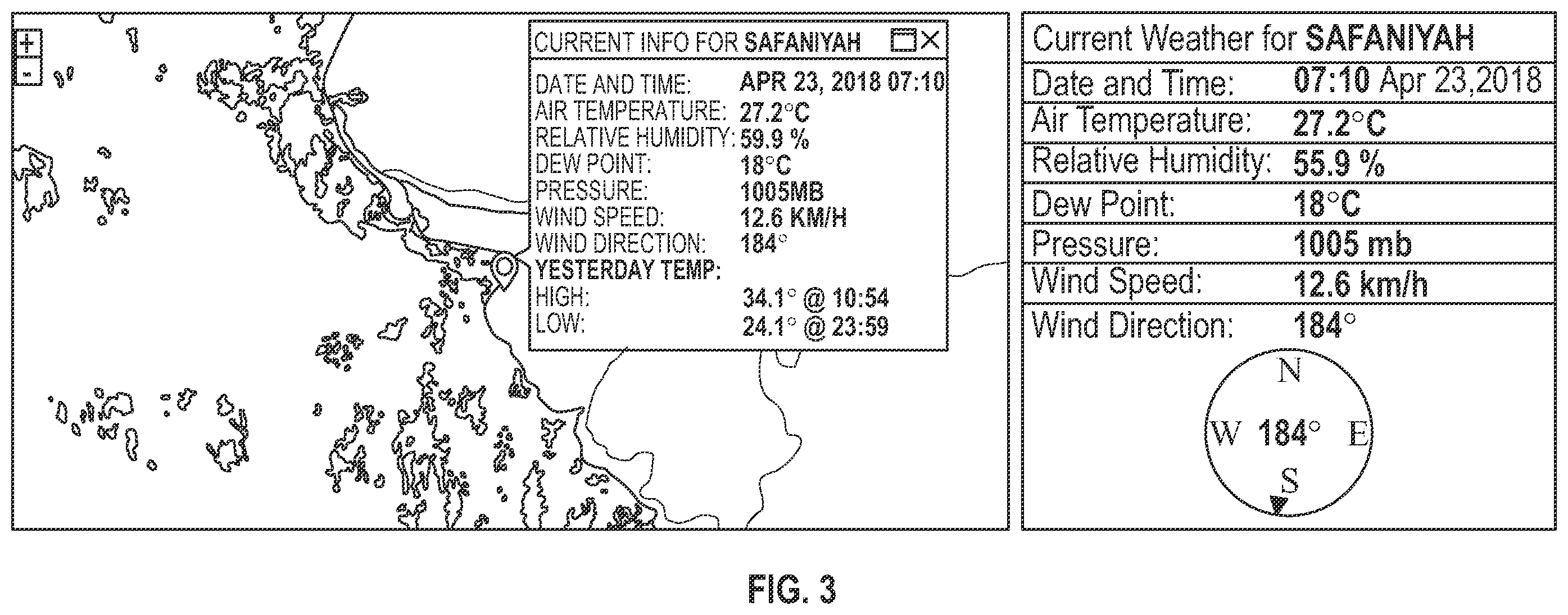 Patent US12460943 Figure 3 – Air polutants exceedence monitoring and alerting system which integrates pollutant and geolocation data