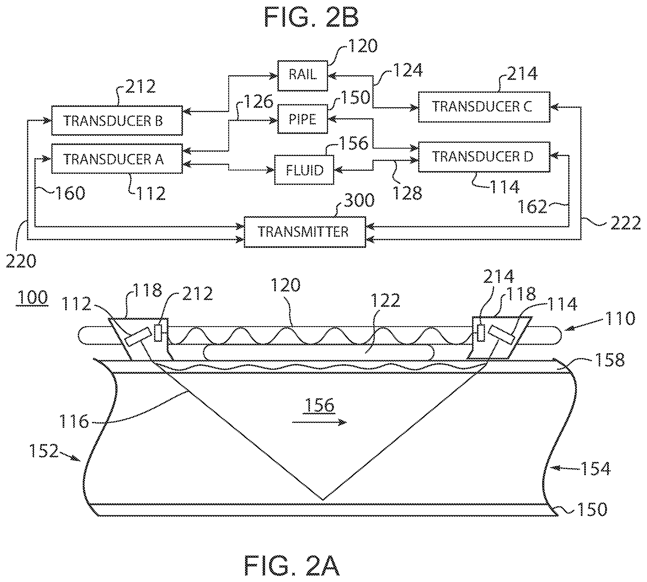 Patent US12460957 Figure 2 – Acoustic rail for clamp on ultrasonic flow meter