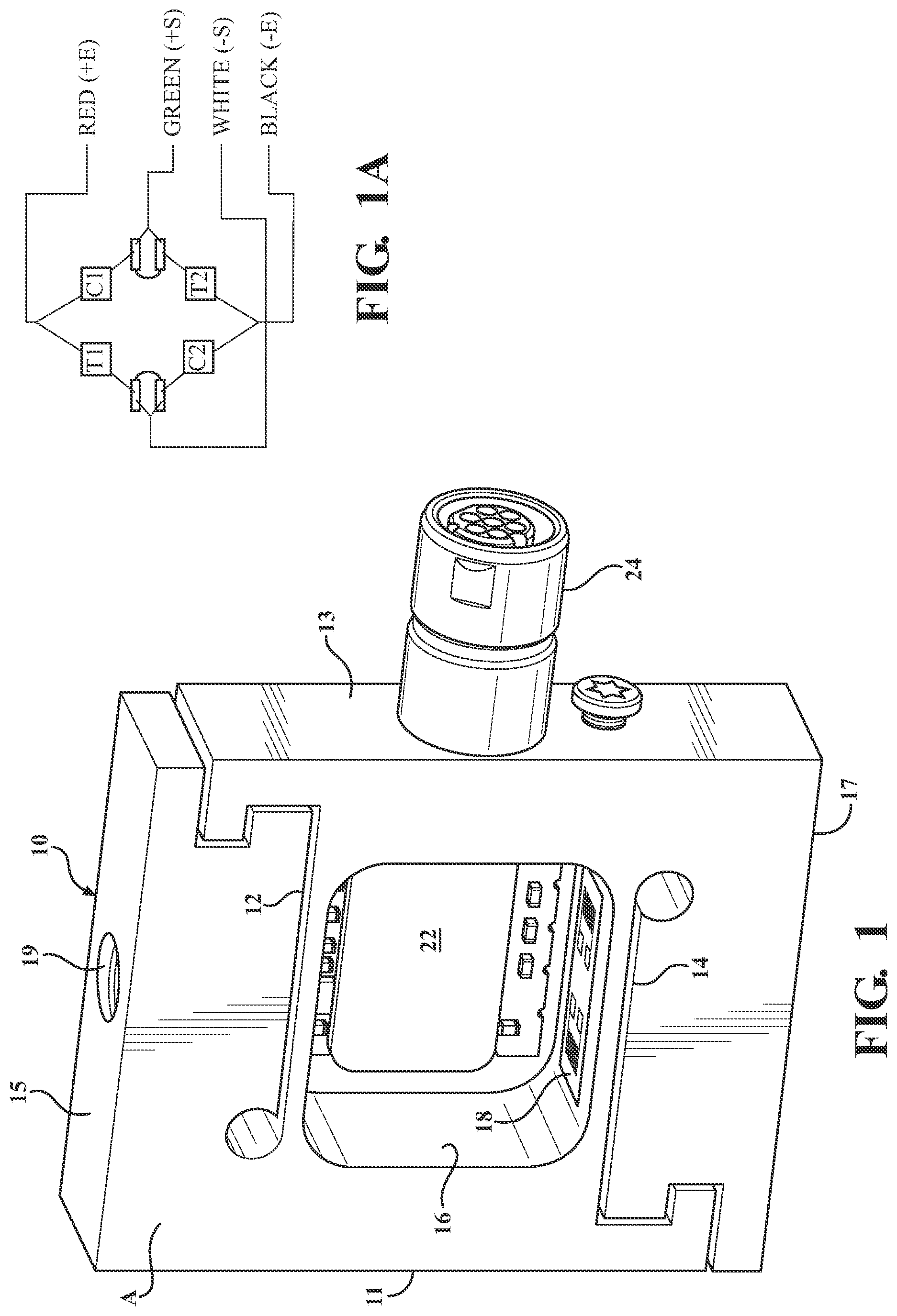 Patent US12460978 Figure 1 – Force transducer with printed circuit board