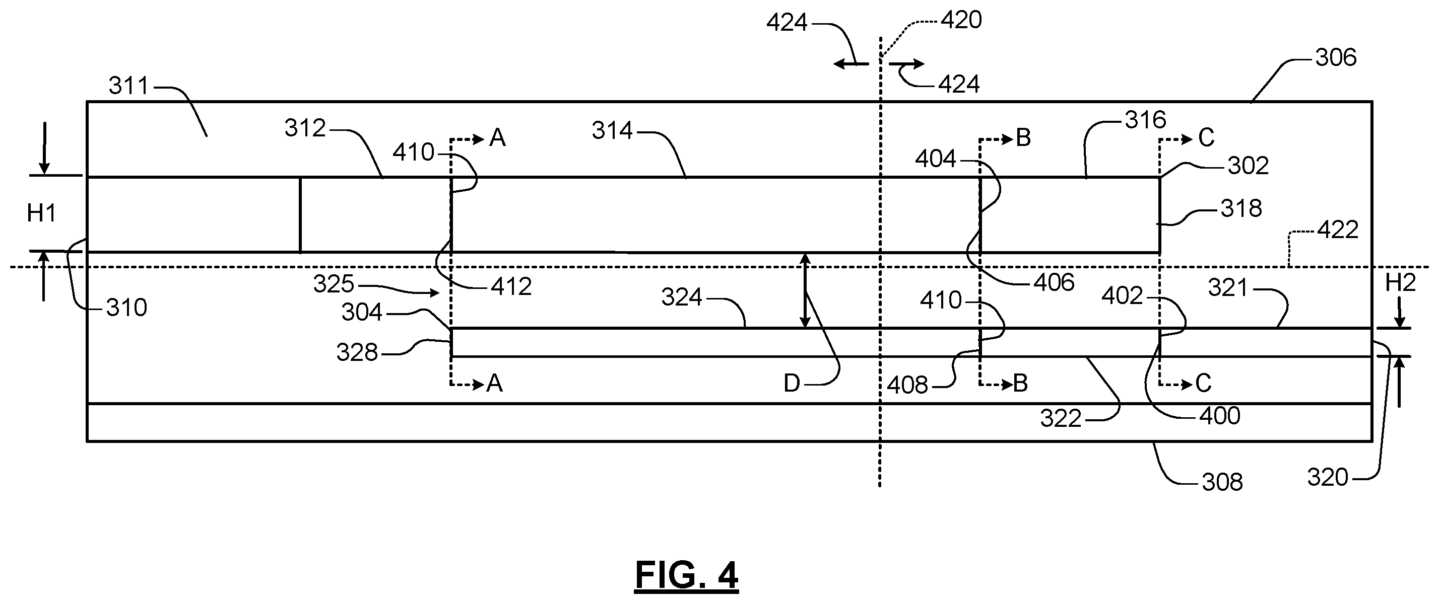 Patent US12468086 Figure 4 – Silicon nitride-to-silicon waveguide assembly for broadband communication including concurrent propagation by TE0 and TM0 modes
