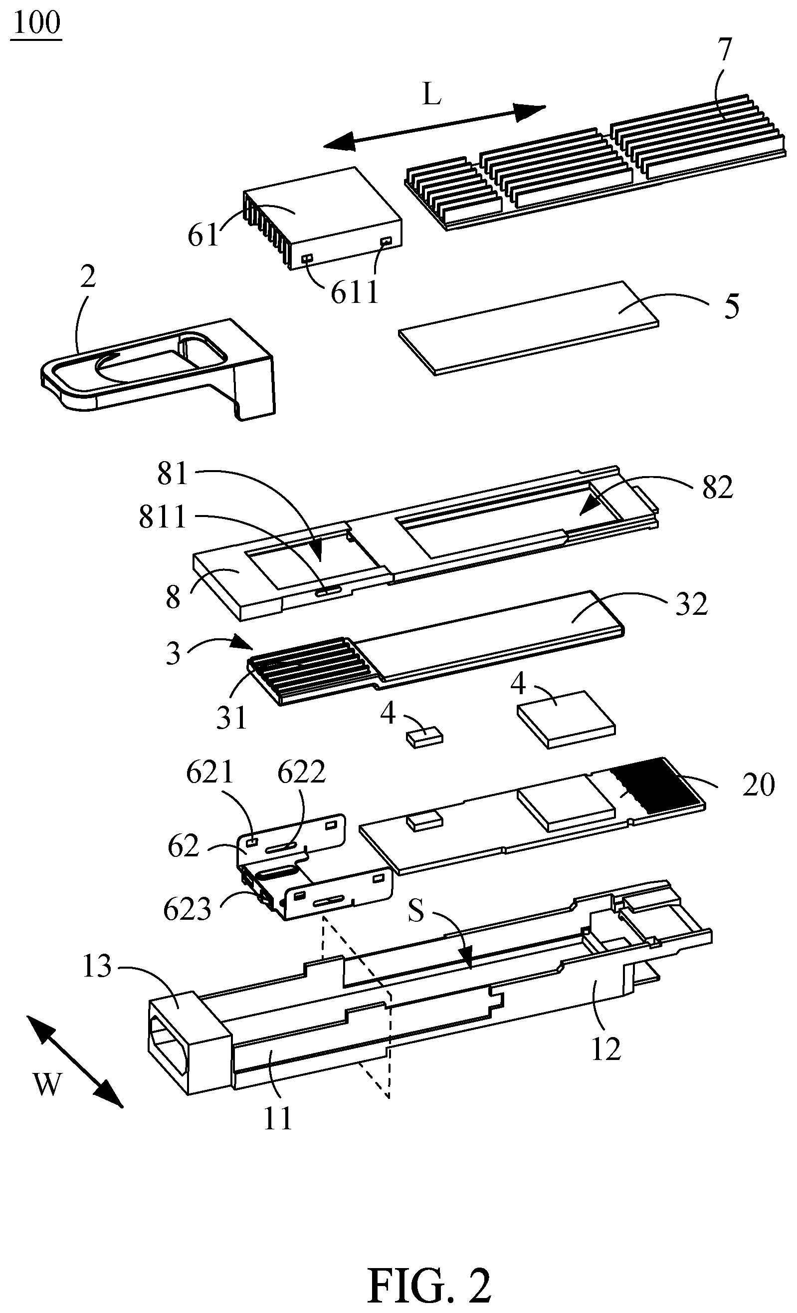 Patent US12468092 Figure 2 – Heat dissipation structure of optical transceiver and optical transceiver