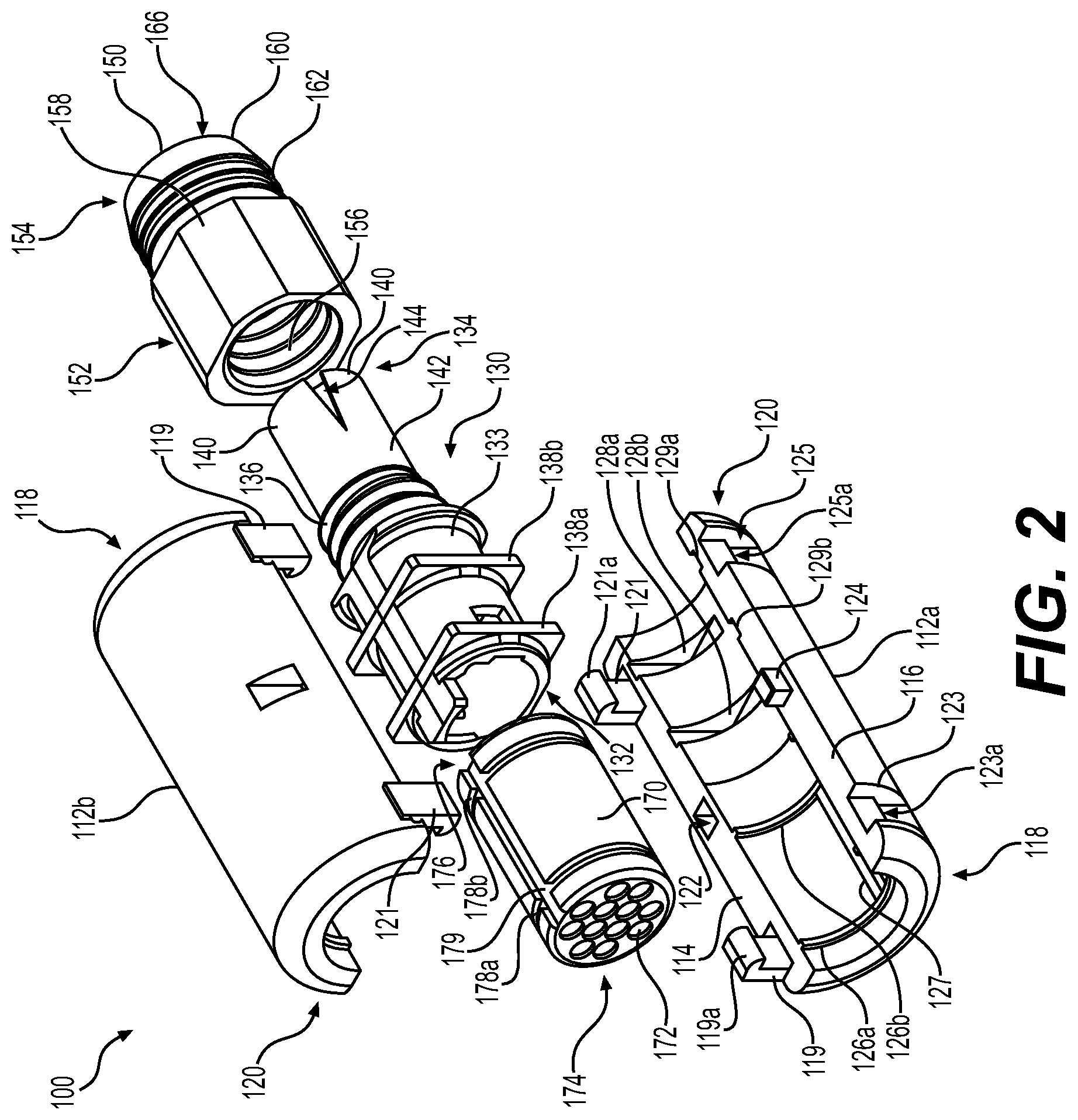 Patent US12468110 Figure 2 – Breakout that is configured to be tool-lessly coupled with a multi-fiber cable