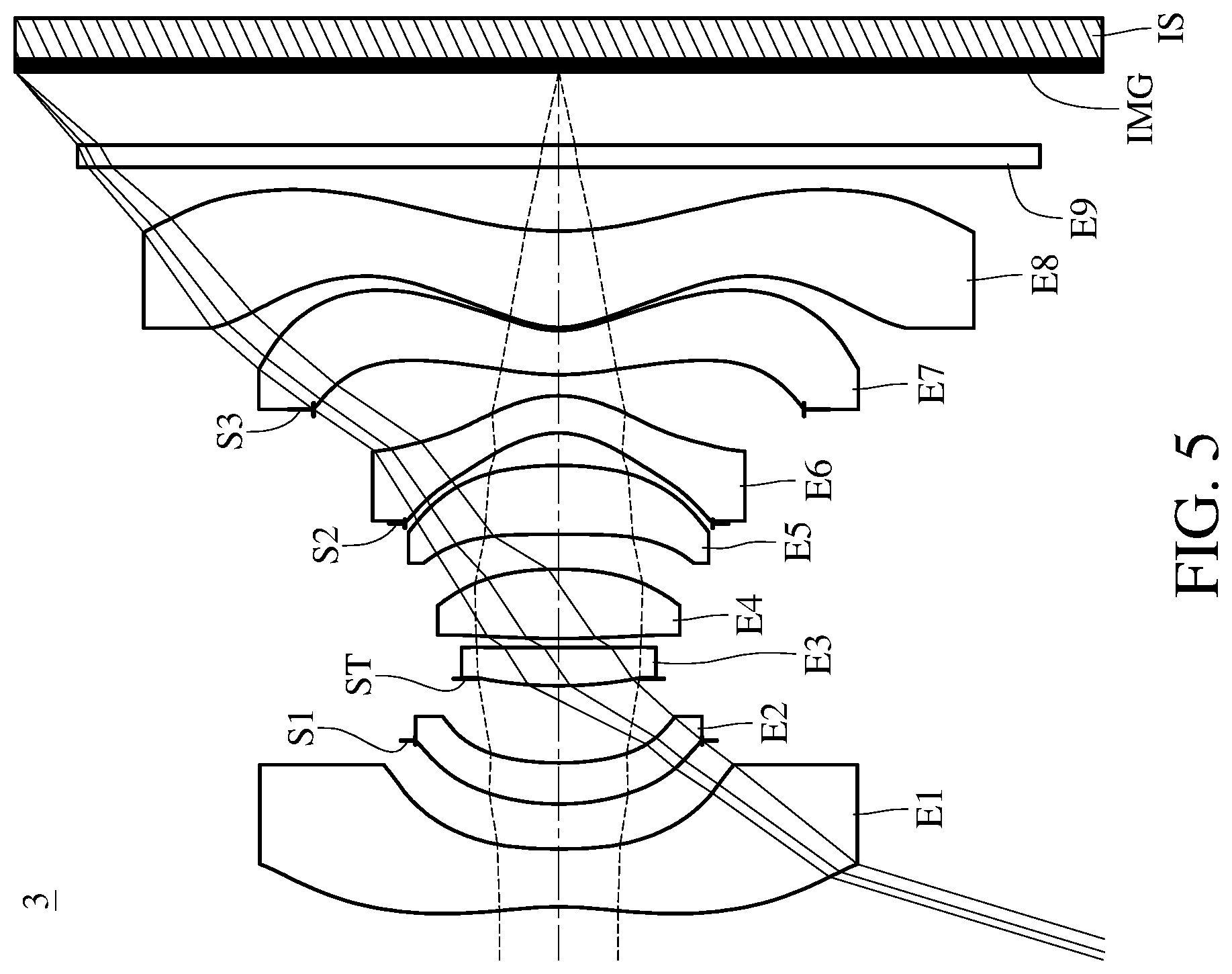 Patent US12468124 Figure 5 – Imaging system lens assembly, image capturing unit and electronic device including eight lenses of −++++−−+, −+++++−+ or −−+++−−+ refractive powers