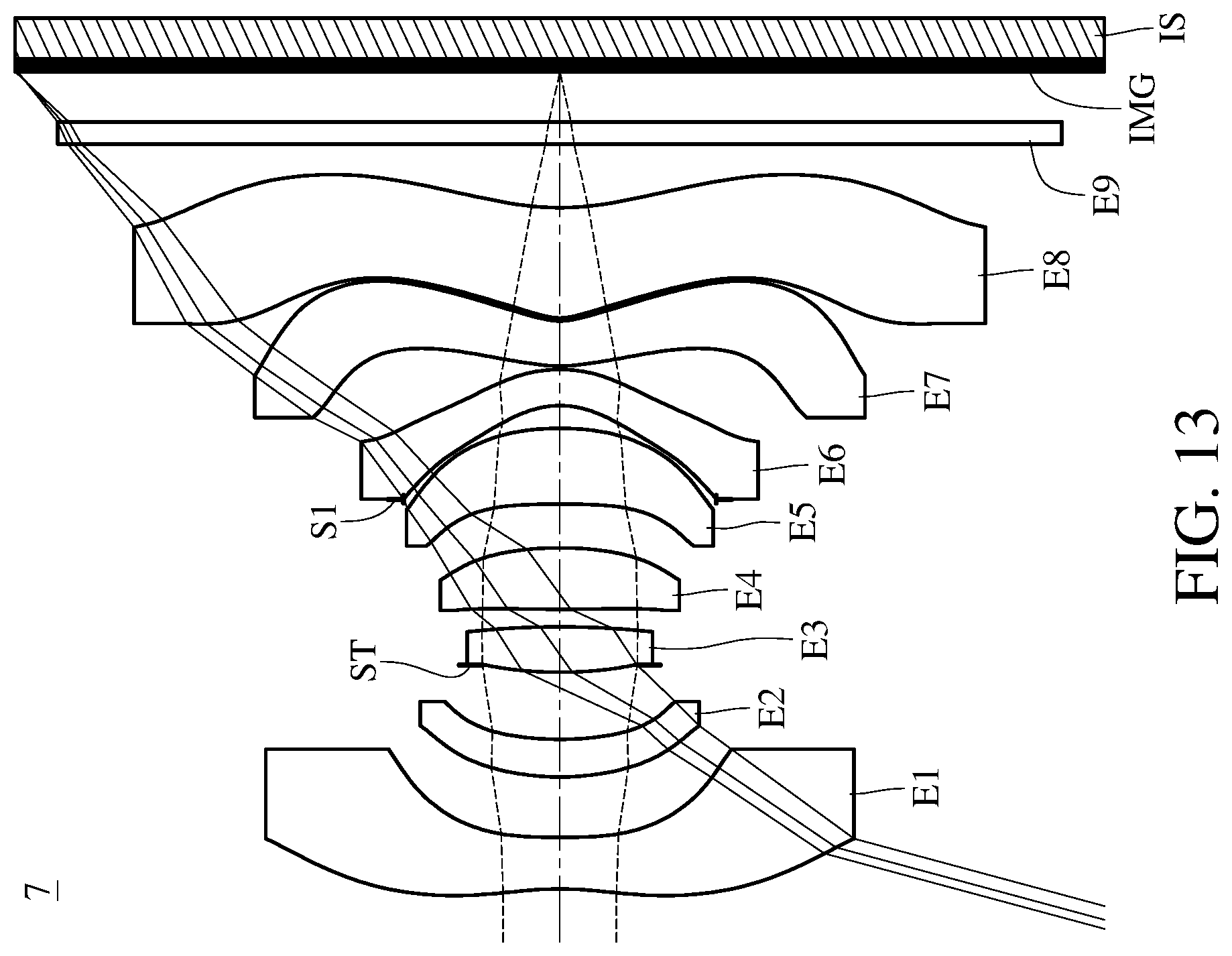 Patent US12468124 Figure 13 – Imaging system lens assembly, image capturing unit and electronic device including eight lenses of −++++−−+, −+++++−+ or −−+++−−+ refractive powers