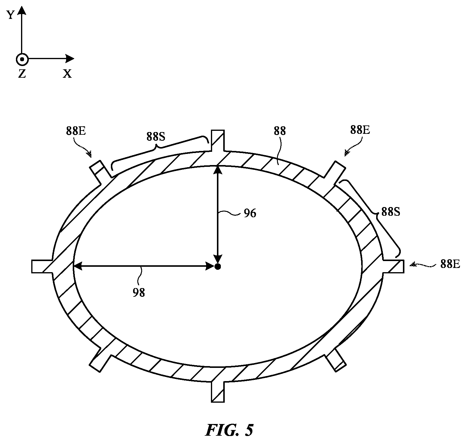 Patent US12468146 Figure 5 – Electronic device with a tunable lens