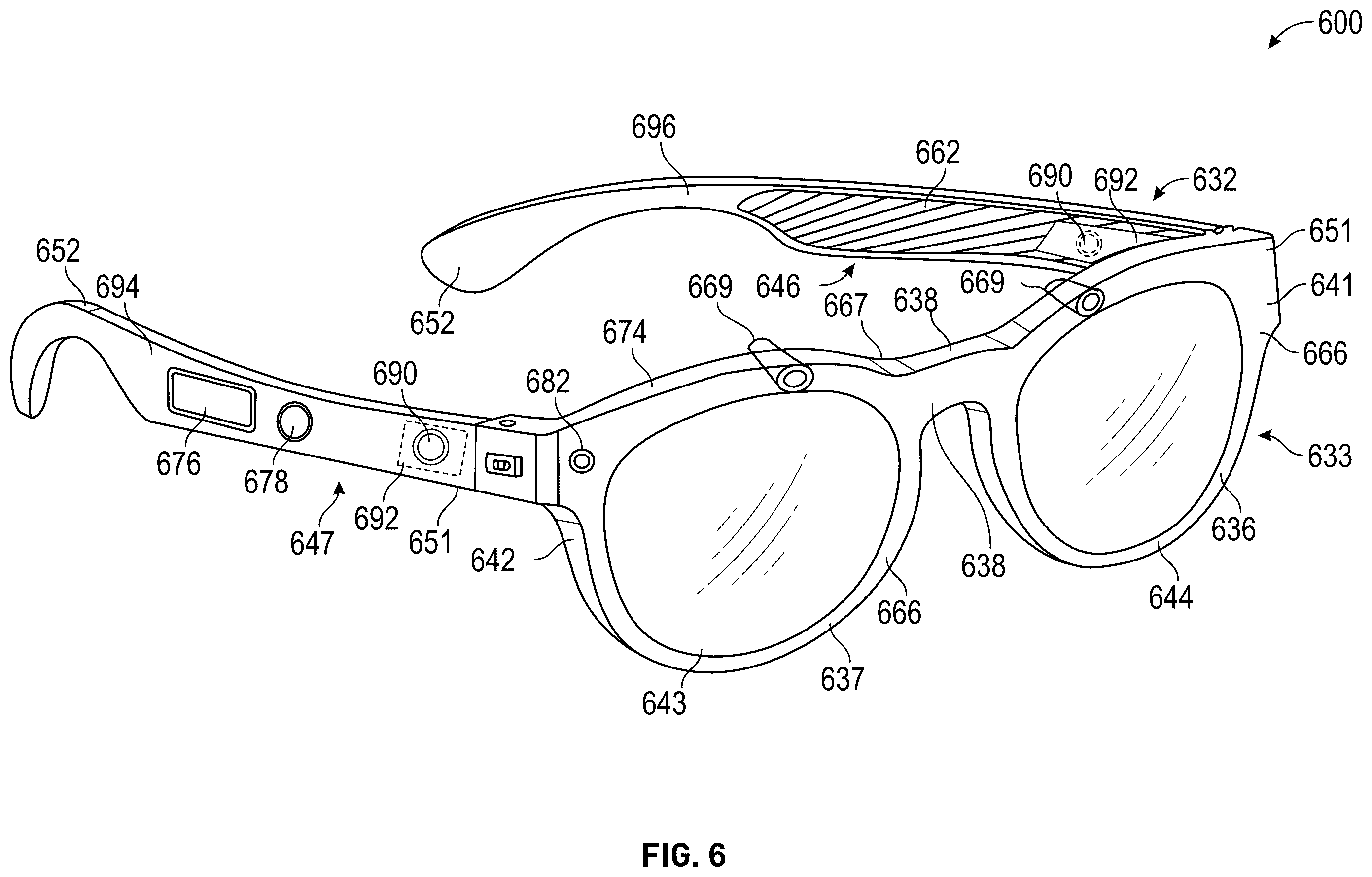 Patent US12468155 Figure 6 – Recreating peripheral vision on a wearable device