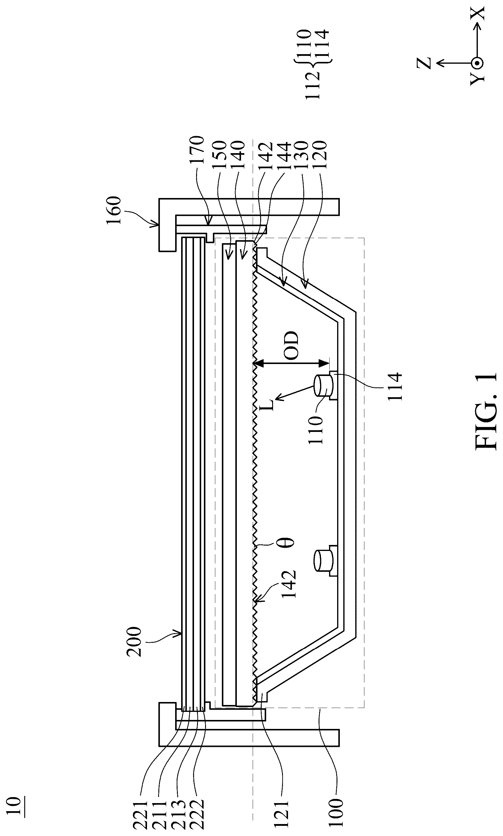 Patent US12468191 Figure 1 – Light emitting device