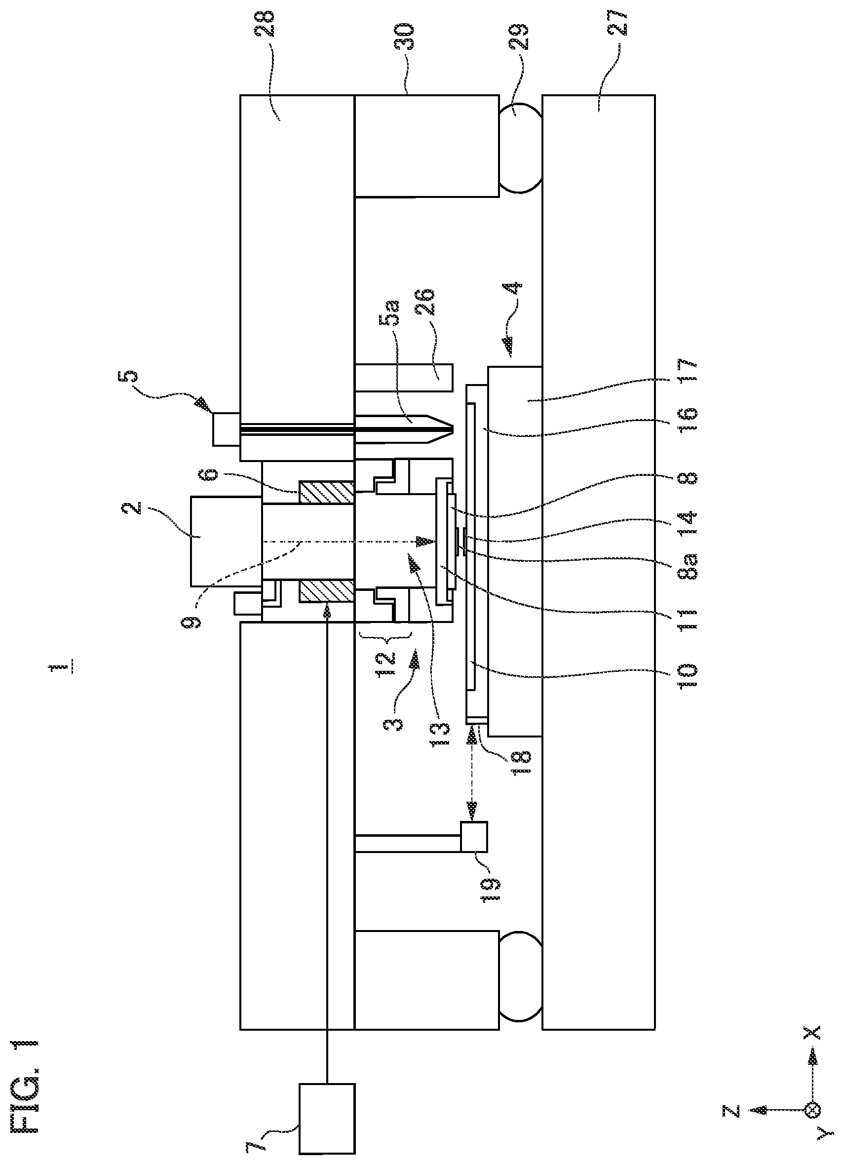 Patent US12468221 Figure 1 – Imprint apparatus for forming a pattern of an imprint material on a substrate-side pattern region of a substrate by using a mold, and related device manufacturing methods