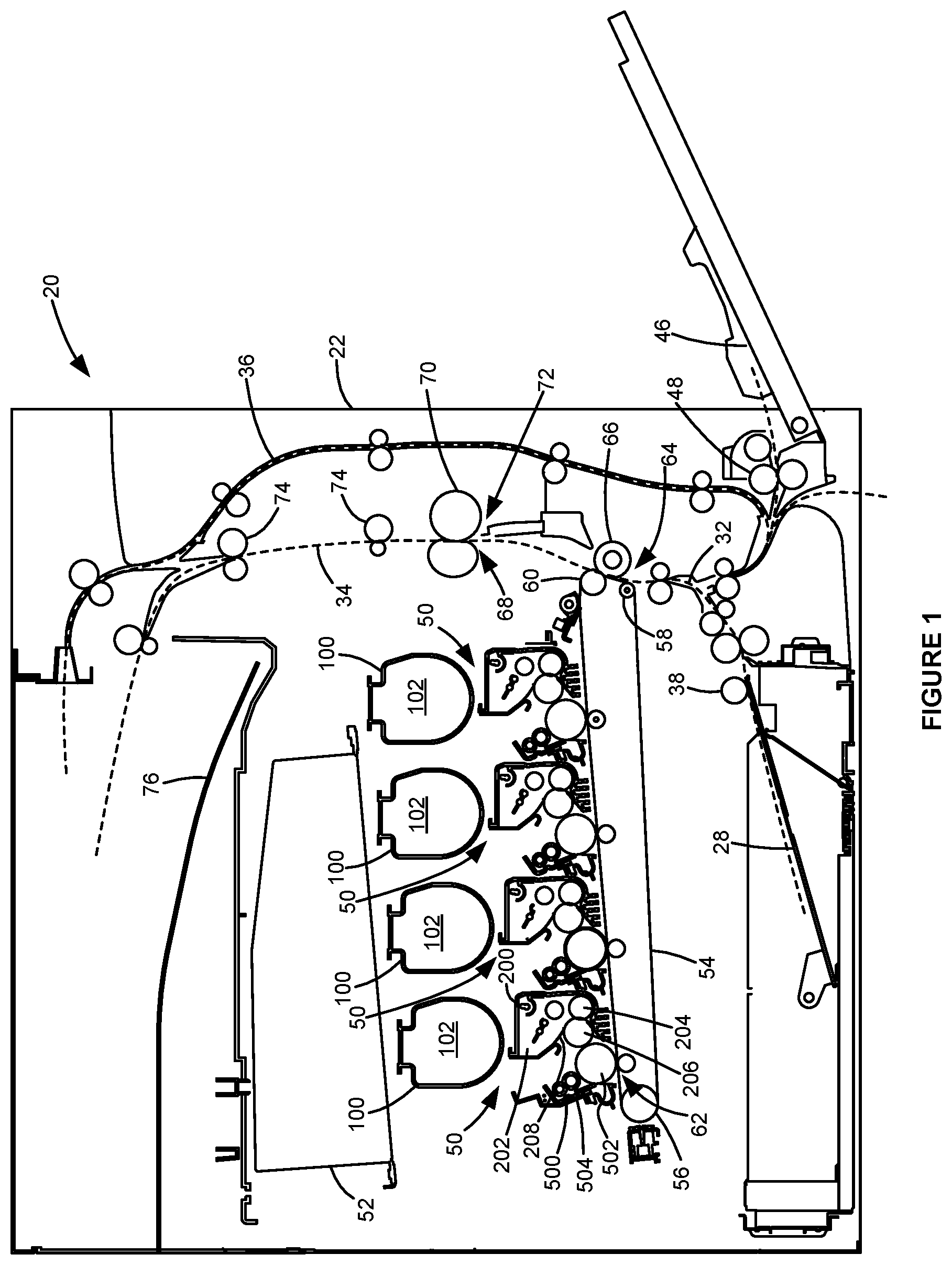 Patent US12468238 — Toner container having a magnet for toner level sensing — Figure 1