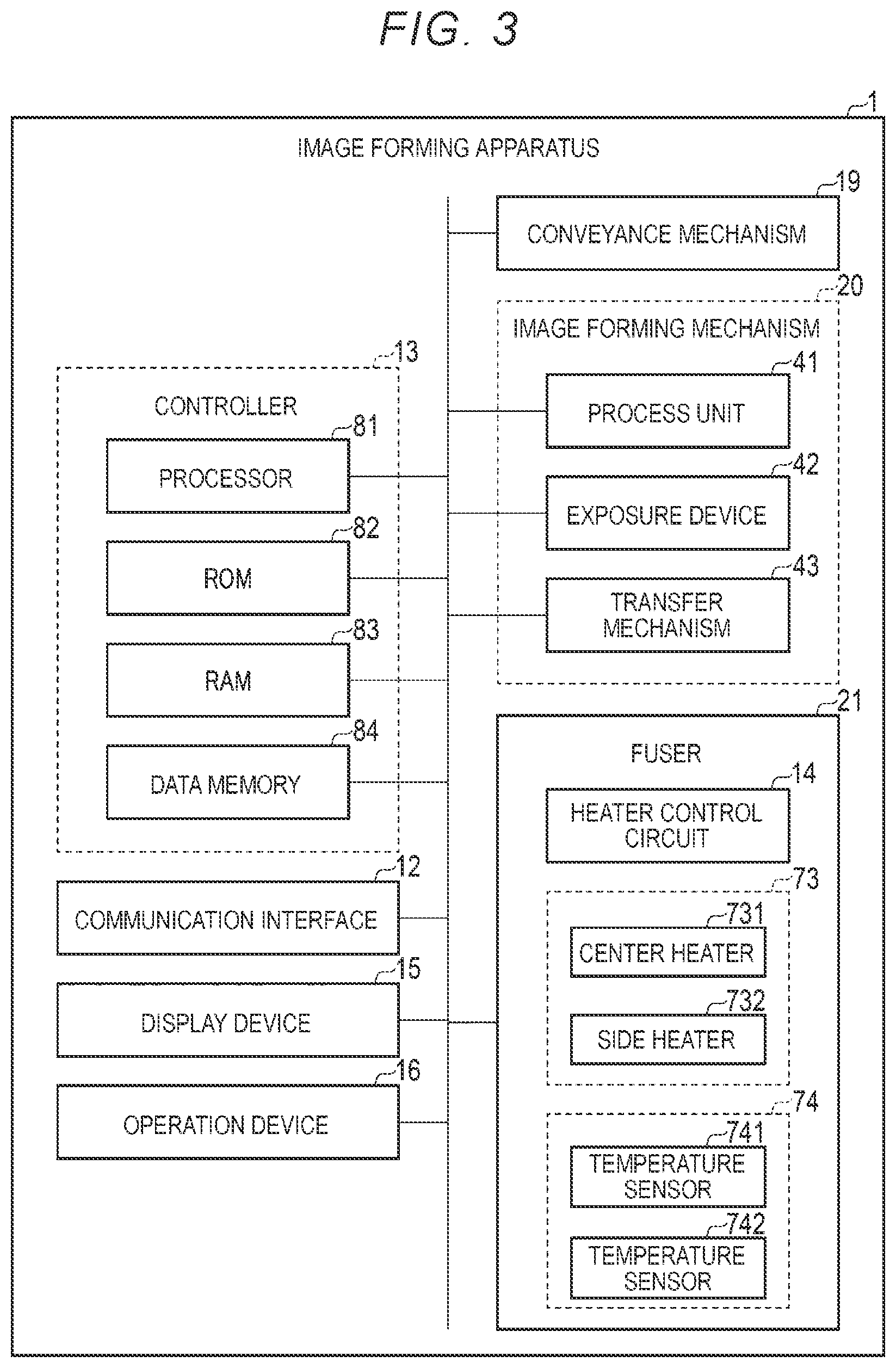 Patent US12468247 Figure 3 – Fixing device configured to determine whether there is an abnormality based on estimated temperature values