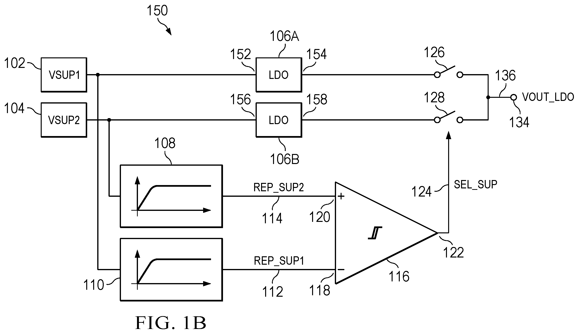 Patent US12468324 Figure 2 – Supply selection circuit with input noise suppression and wide operating range