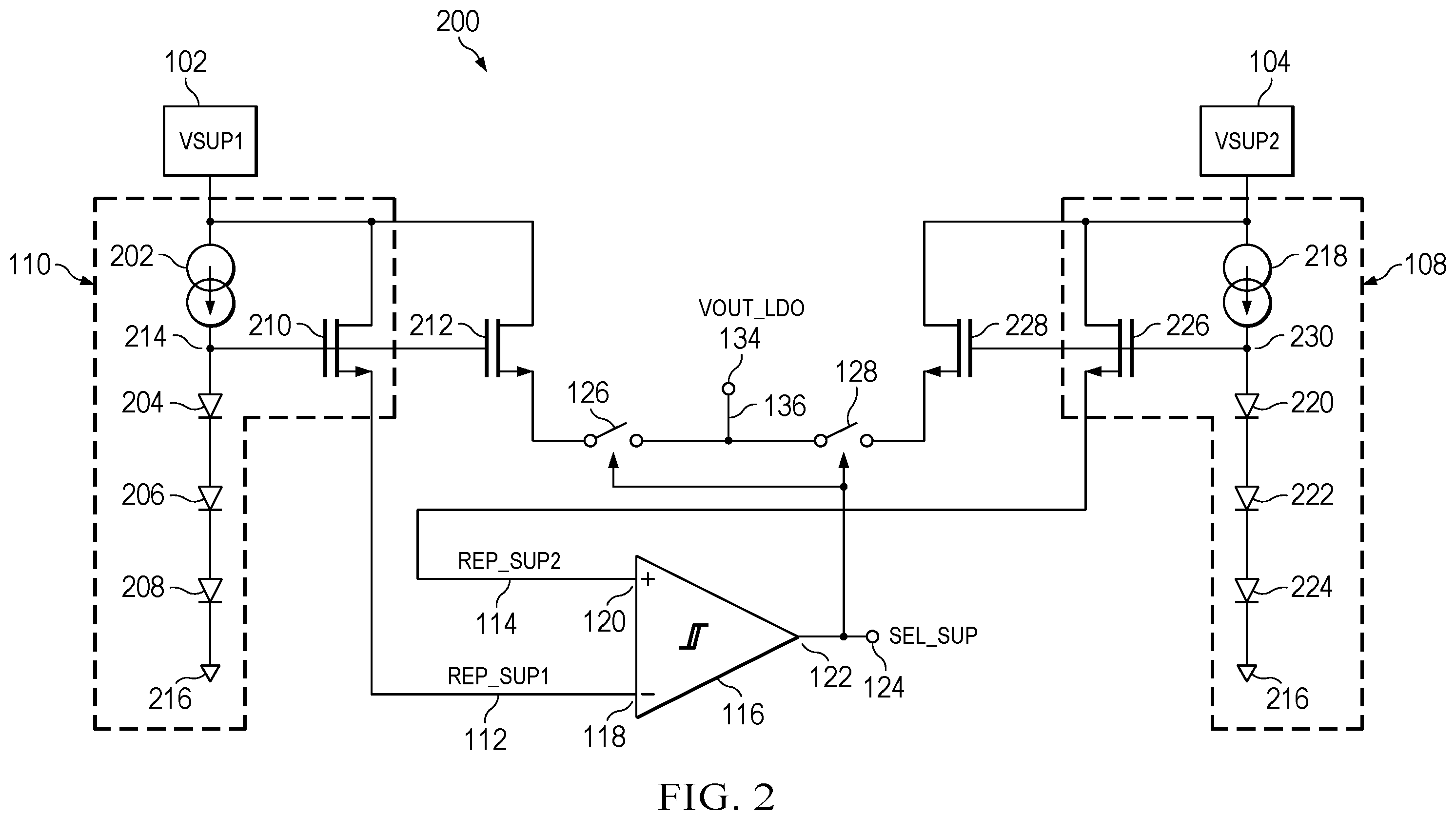 Patent US12468324 Figure 3 – Supply selection circuit with input noise suppression and wide operating range