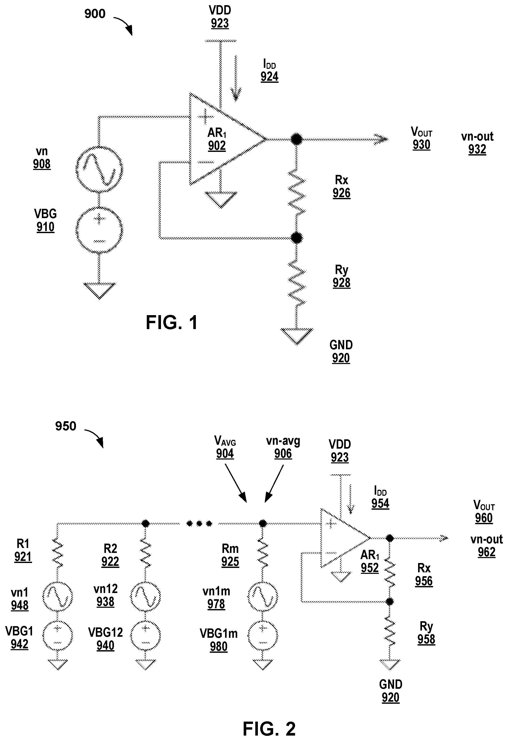 Patent US12468328 Figure 1 – Low noise bandgap voltage reference circuits