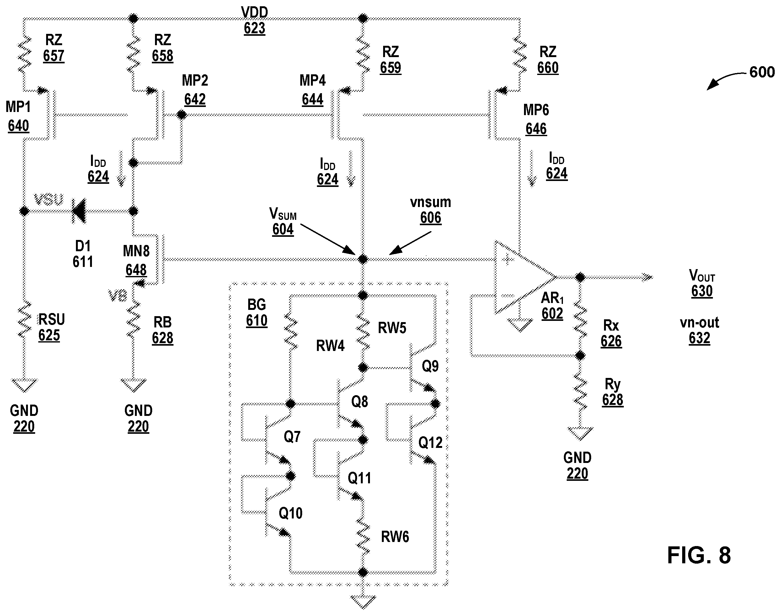 Patent US12468328 Figure 7 – Low noise bandgap voltage reference circuits