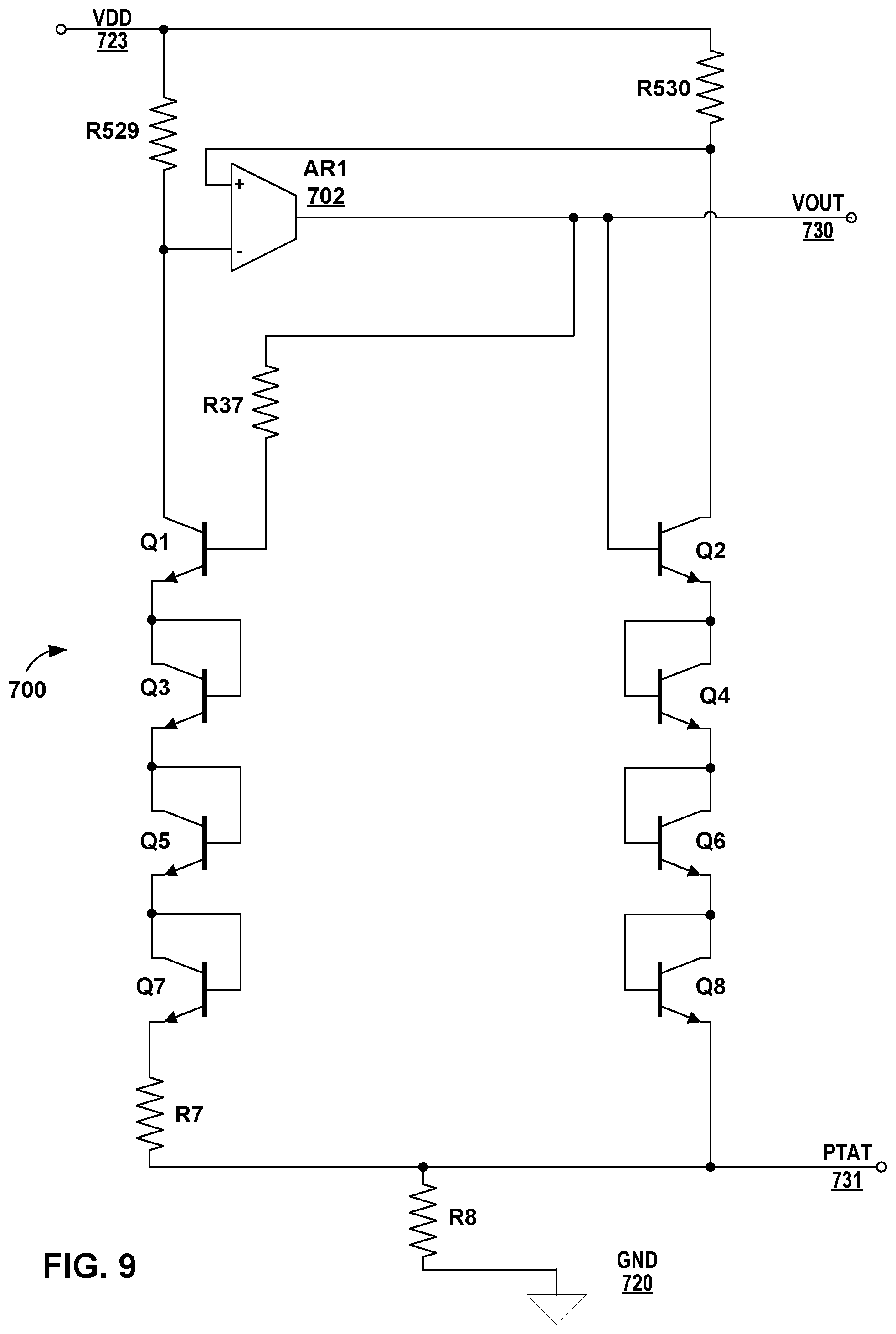 Patent US12468328 Figure 8 – Low noise bandgap voltage reference circuits