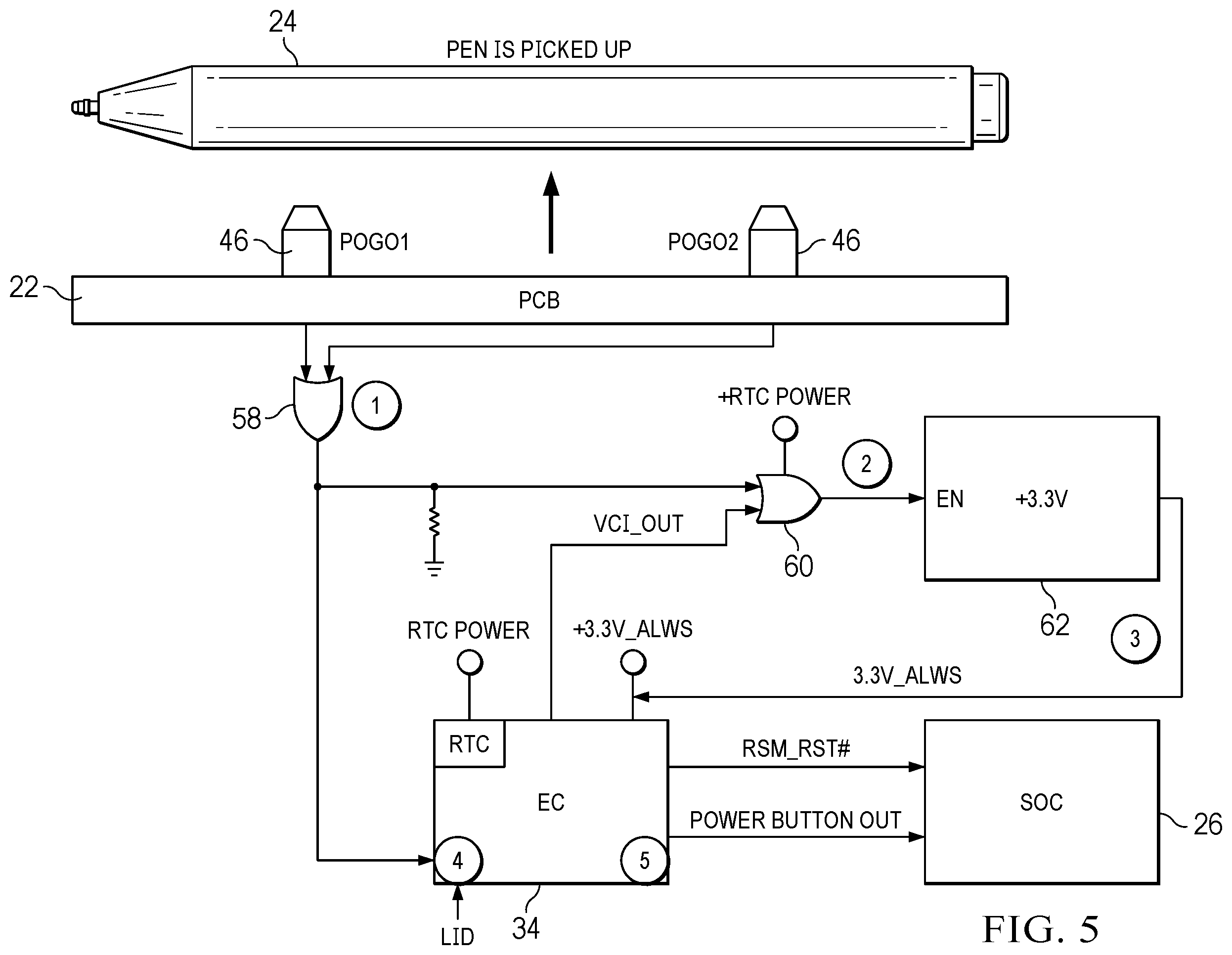 Patent US12468336 Figure 7 – Information handling system folio stylus garage power management