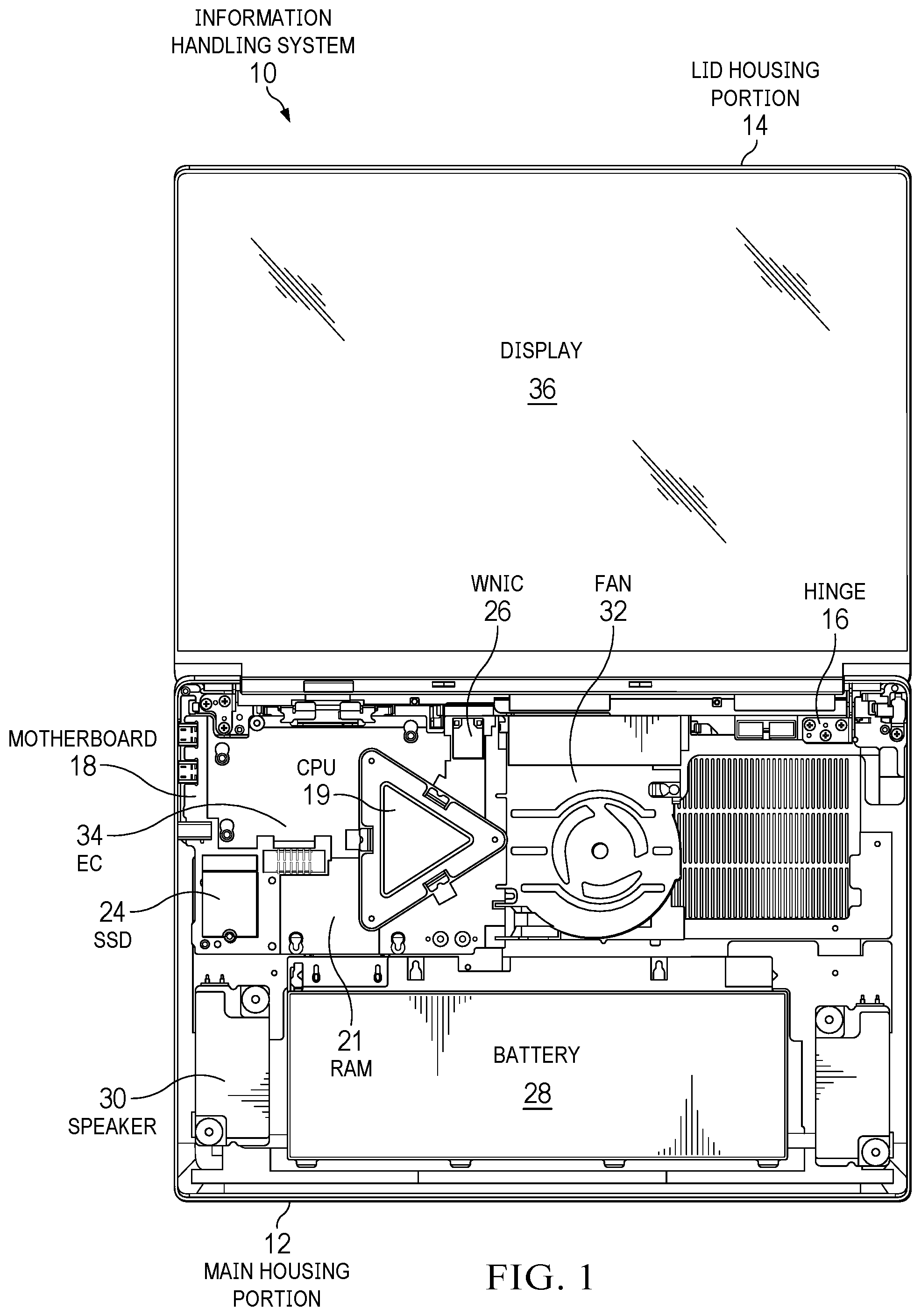 Patent US12468353 — Information handling system speaker identification to set audio drive settings — Figure 1