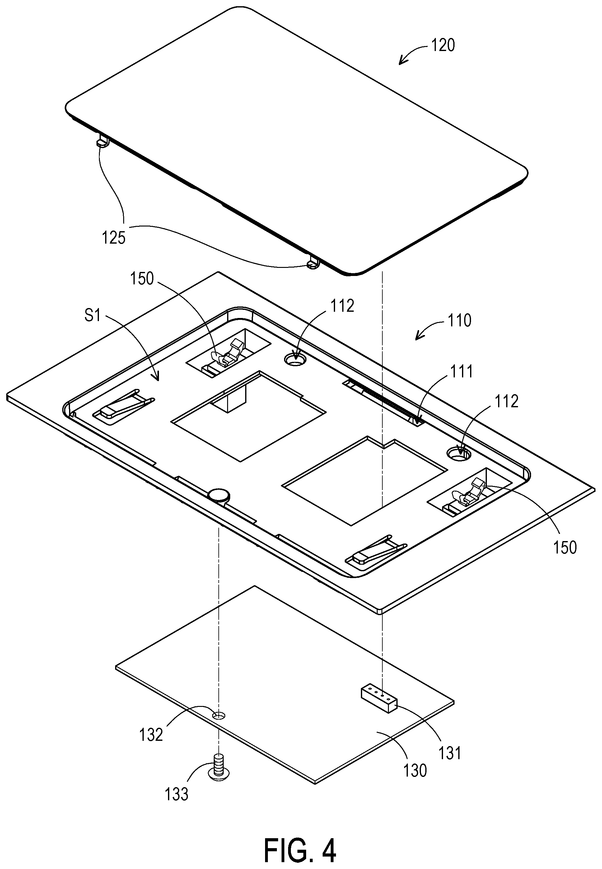 Patent US12468356 Figure 4 – Laptop computer with detachable touchpad module