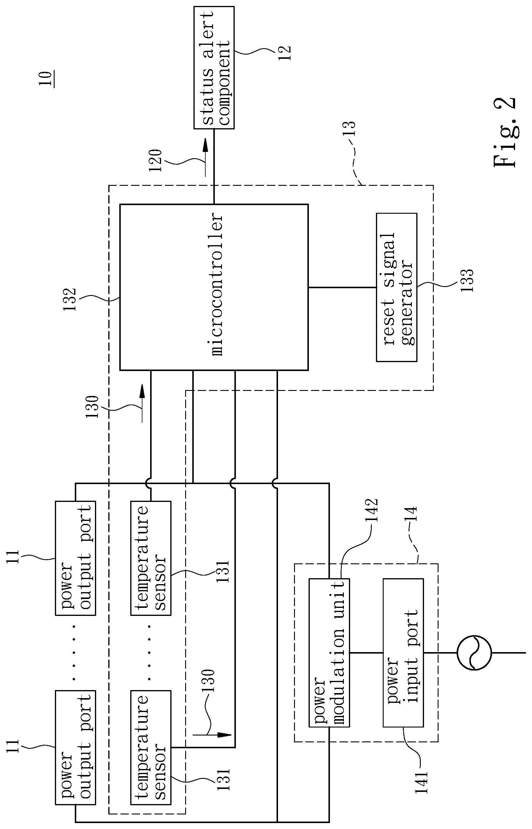 Patent US12468366 Figure 2 – Power supply with output port status monitoring module