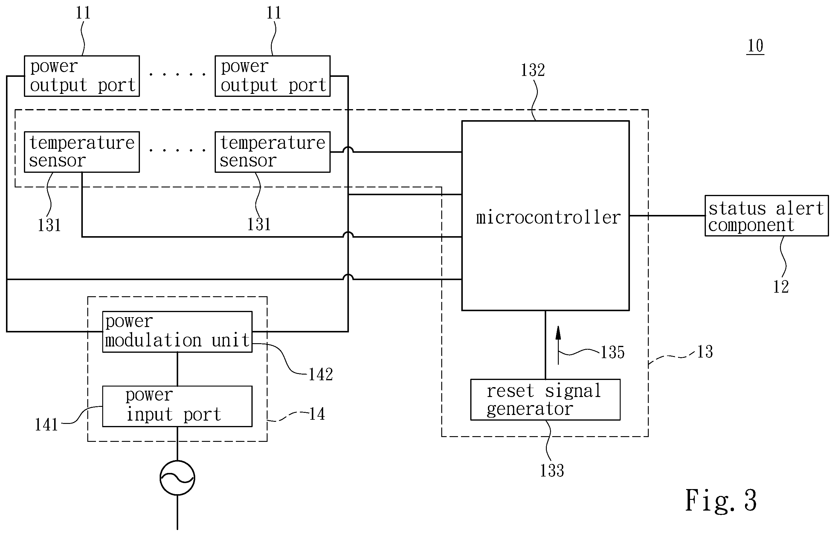 Patent US12468366 Figure 3 – Power supply with output port status monitoring module