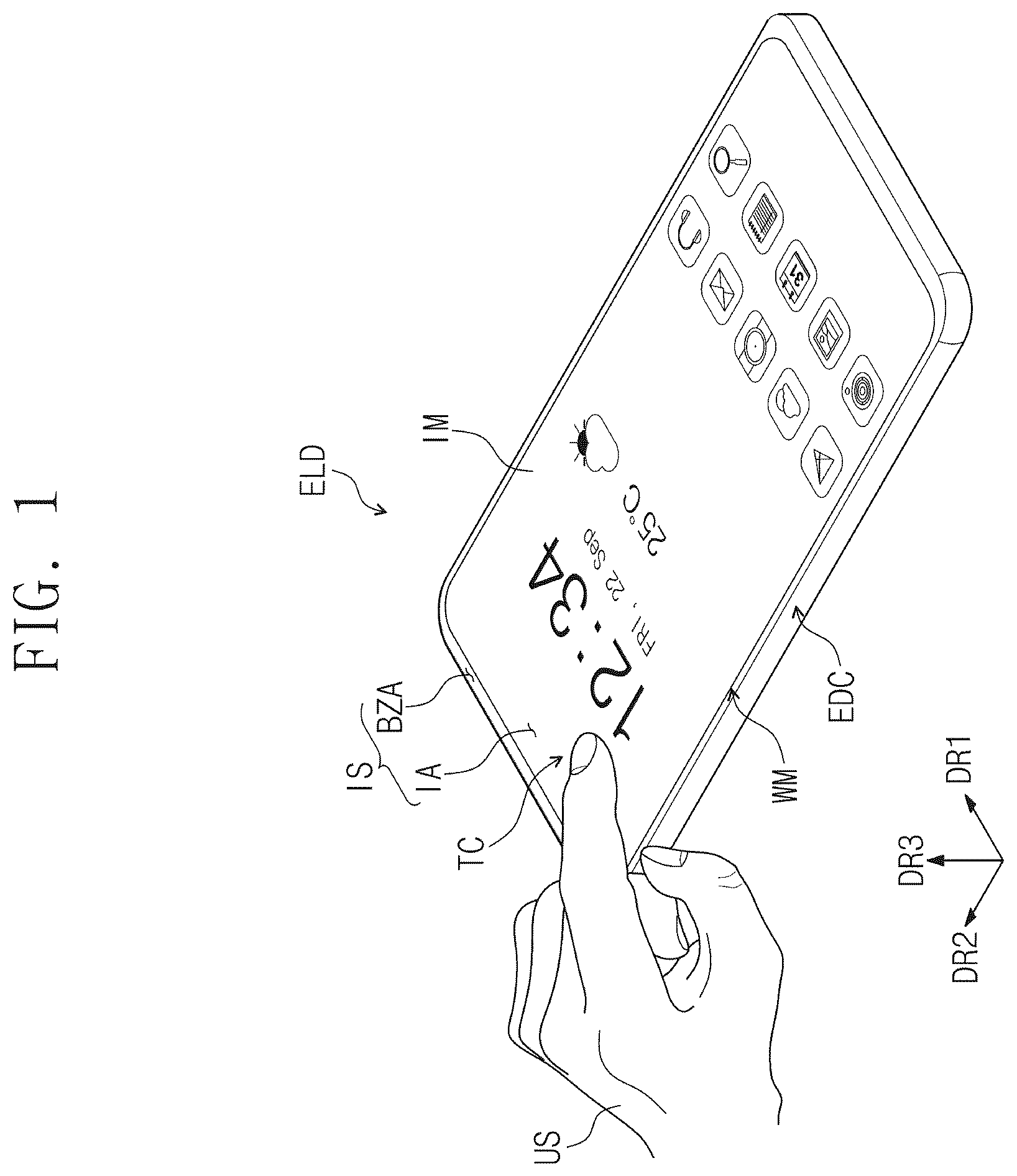 Patent US12468428 Figure 1 – Display device and method for manufacturing the same