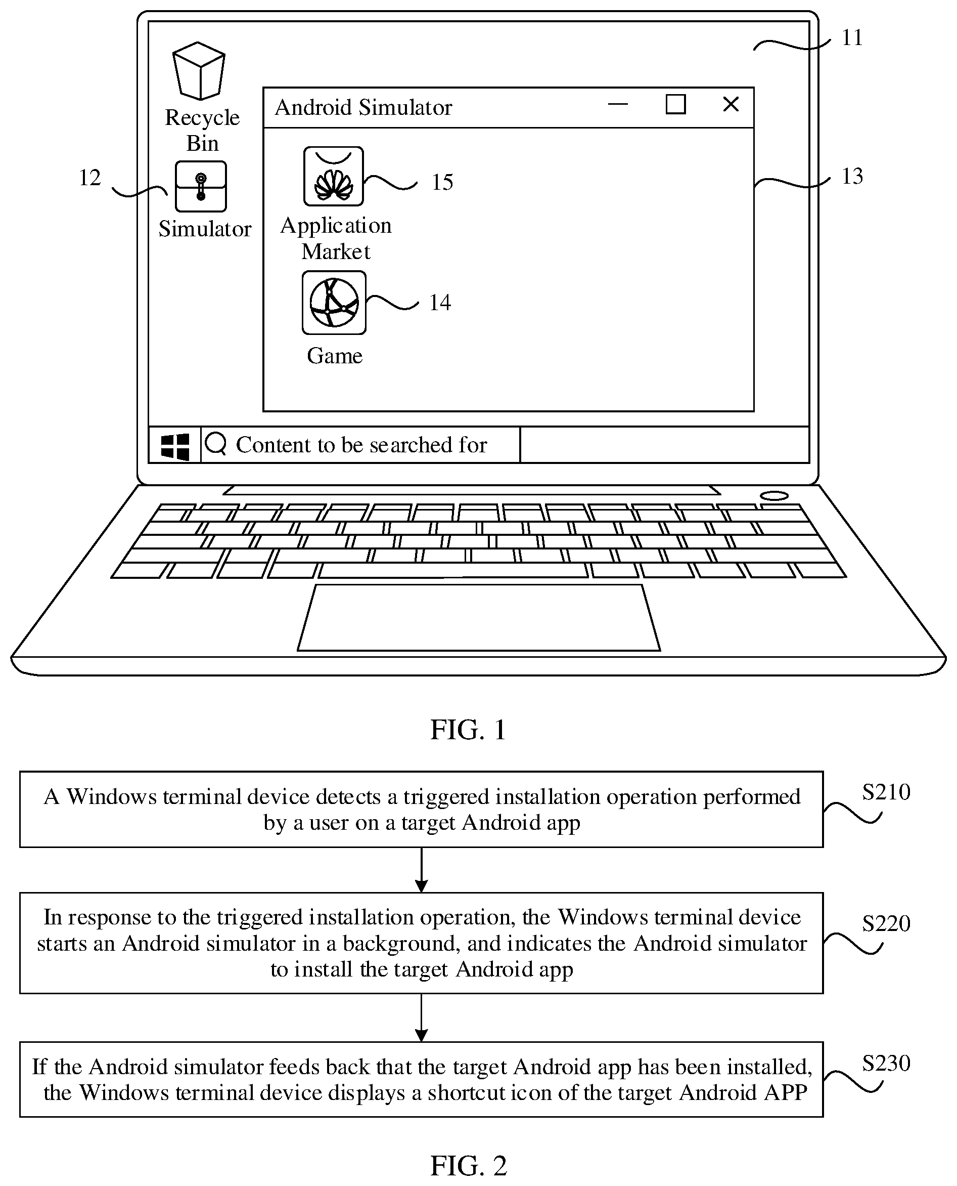 Patent US12468518 Figure 1 – Controlling an android app on a windows operating system using an android simulator