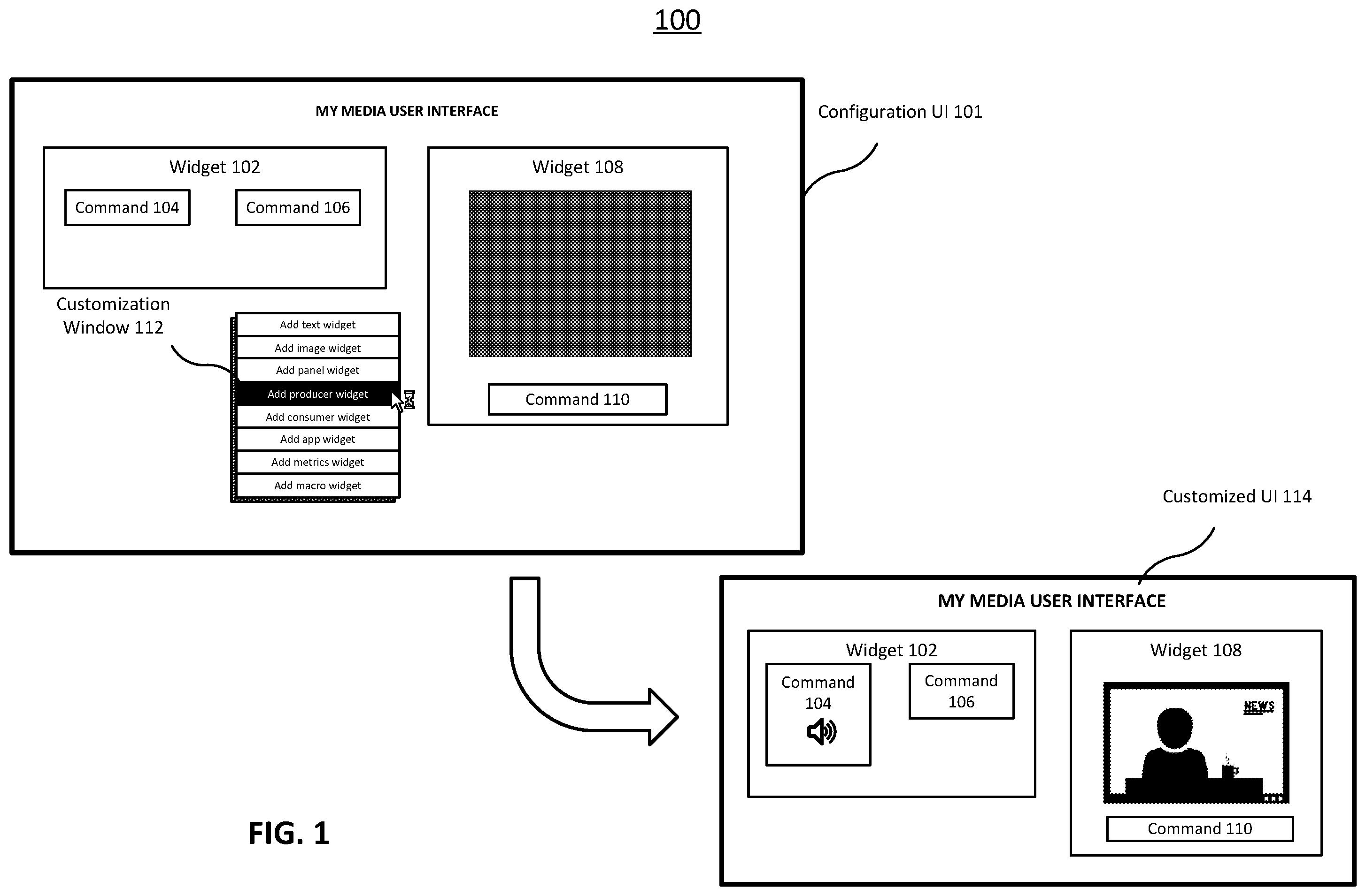 Patent US12468559 Figure 1 – System and method for generating customized user interface with multi-application functionality