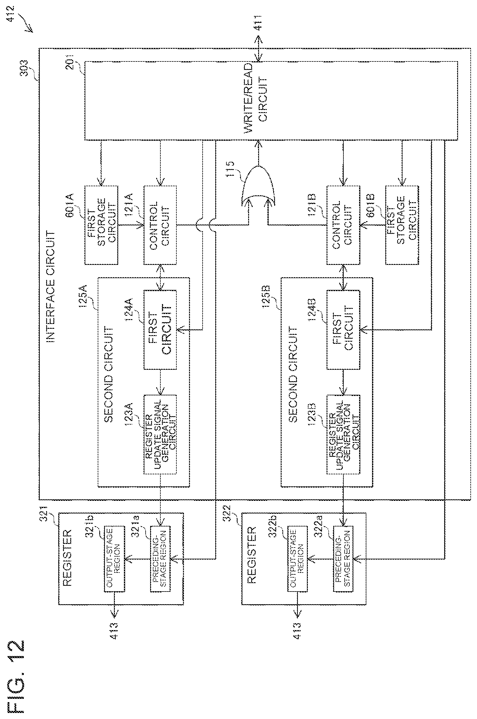 Patent US12468647 Figure 12 – Interface circuit, digital circuit, communication module, and communication device