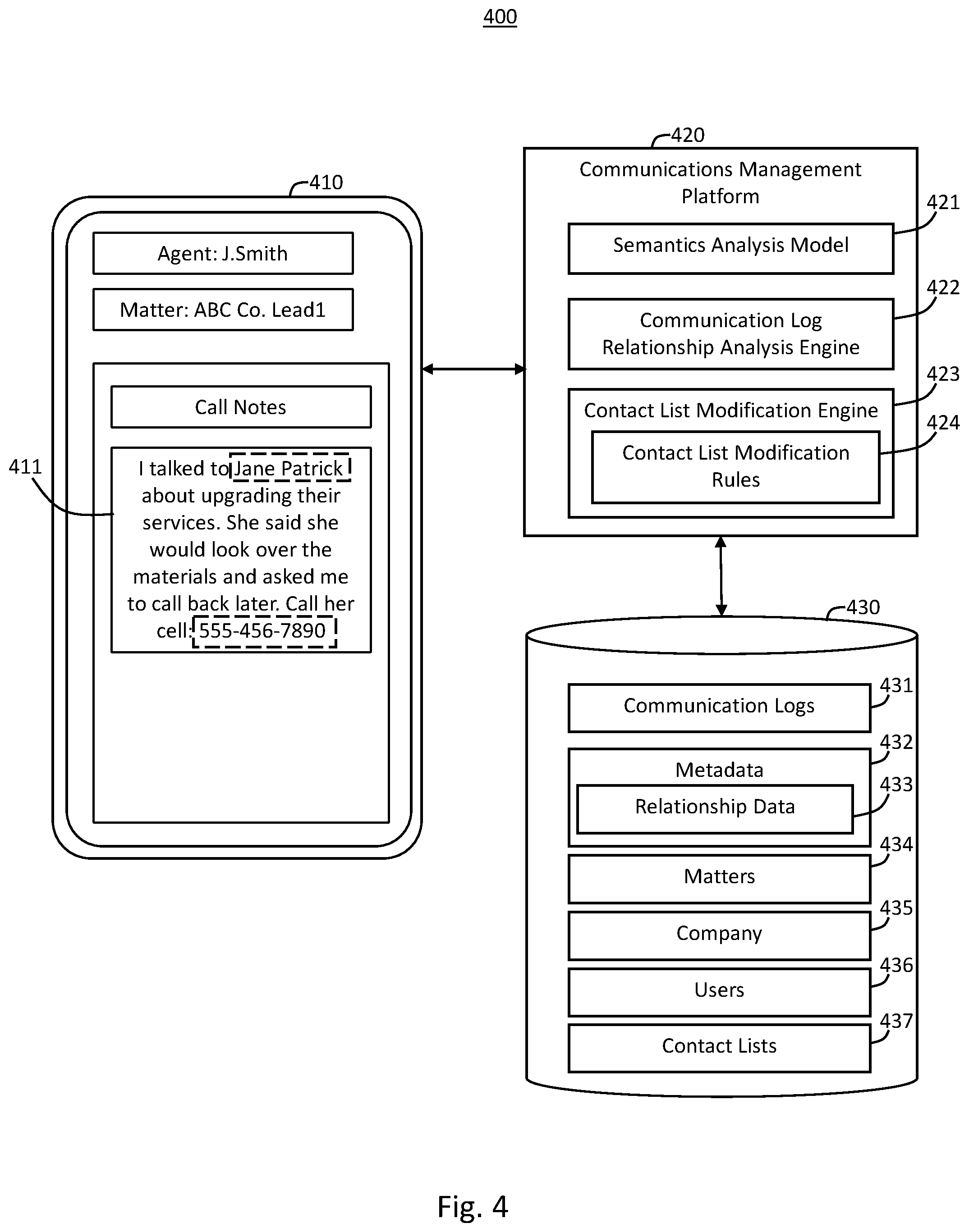 Patent US12468742 Figure 5 – Text-triggered database and API actions